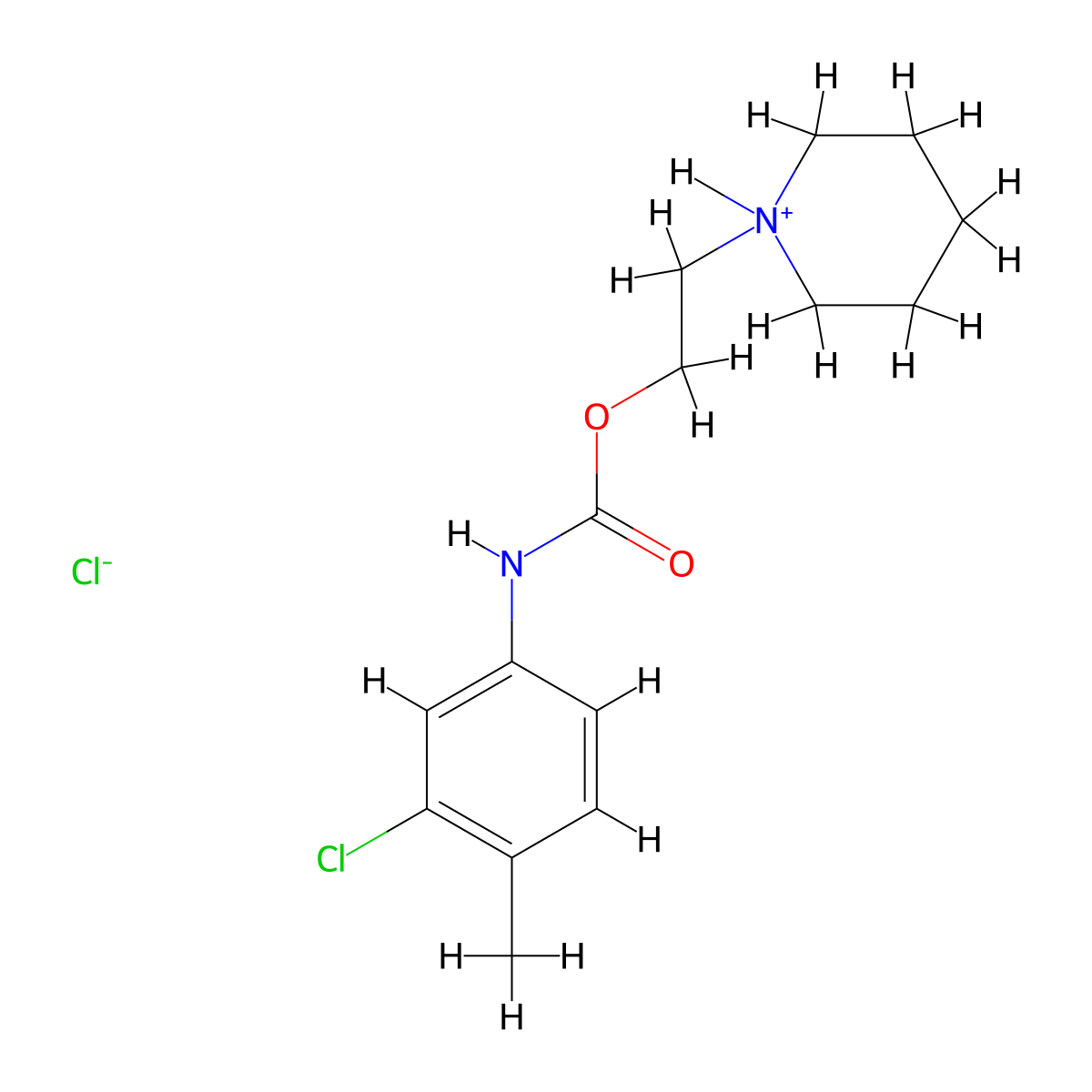 2-(Piperidin-1-yl)ethyl hydrogen (3-chloro-4-methylphenyl)carbonimidate--hydrogen chloride (1/1) molecular structure, CAS 20224-22-0