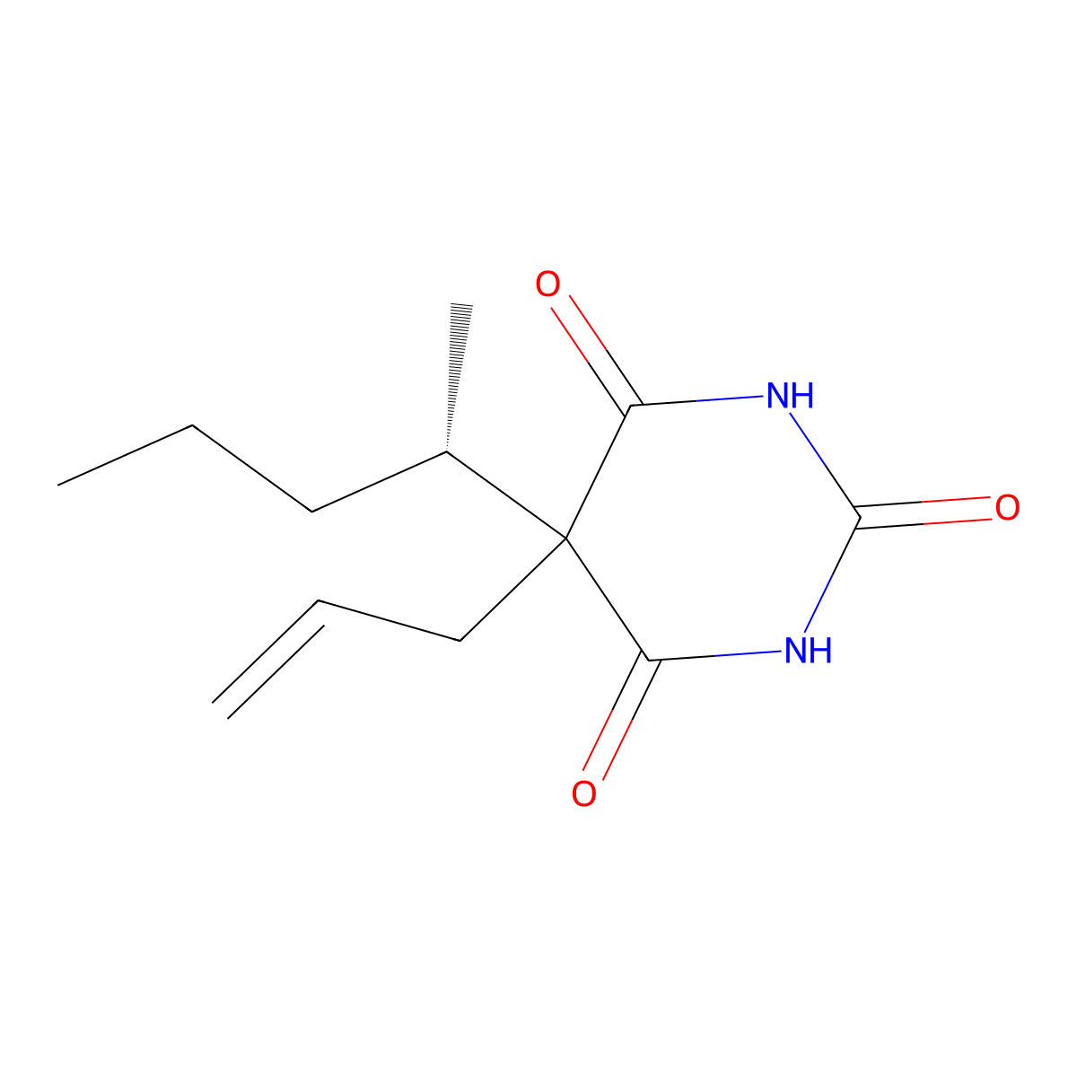 5-((1S)-1-Methylbutyl)-5-(2-propen-1-yl)-2,4,6(1H,3H,5H)-pyrimidinetrione molecular structure, CAS 20224-45-7