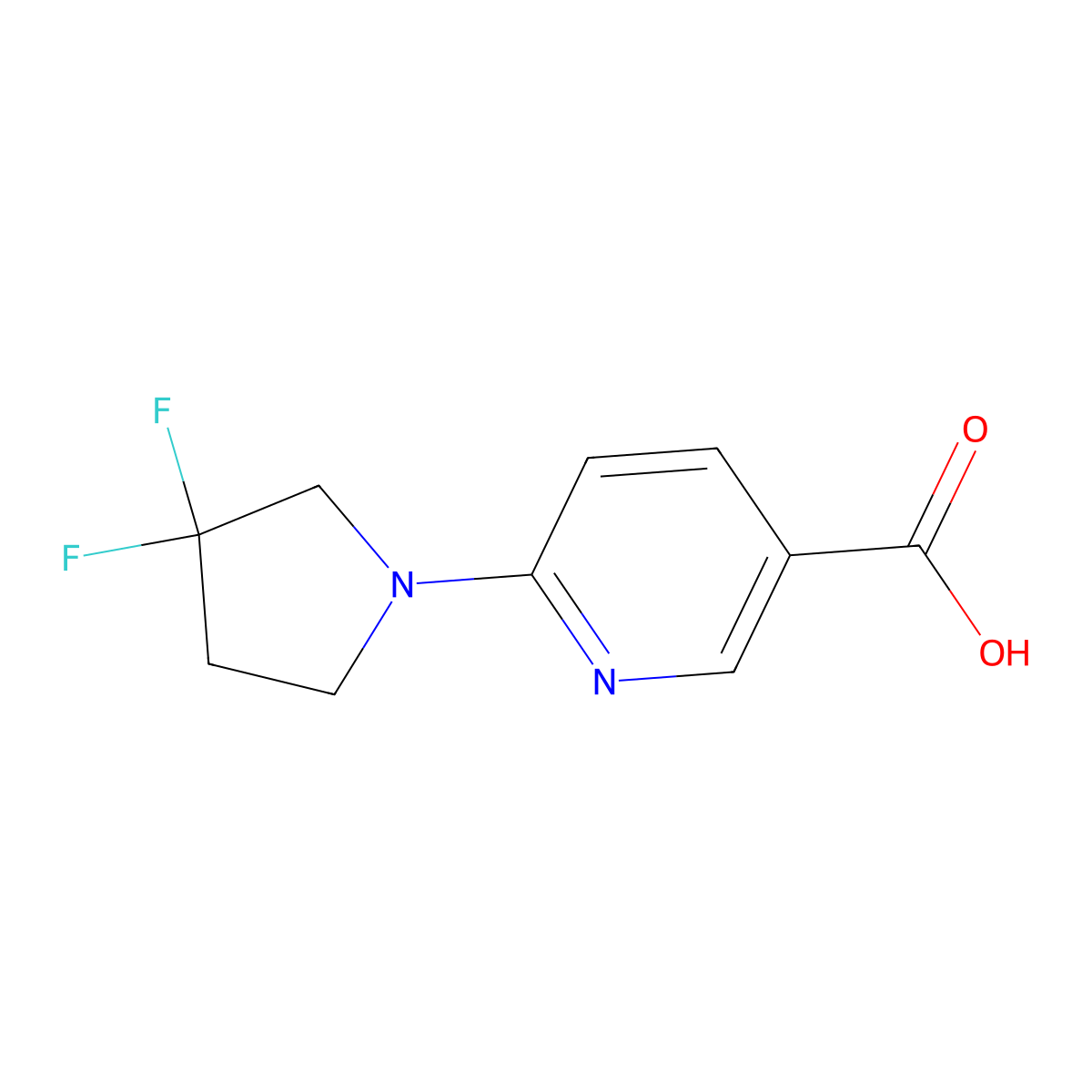 6-(3,3-Difluoropyrrolidin-1-yl)nicotinic acid molecular structure, CAS 2022400-54-8