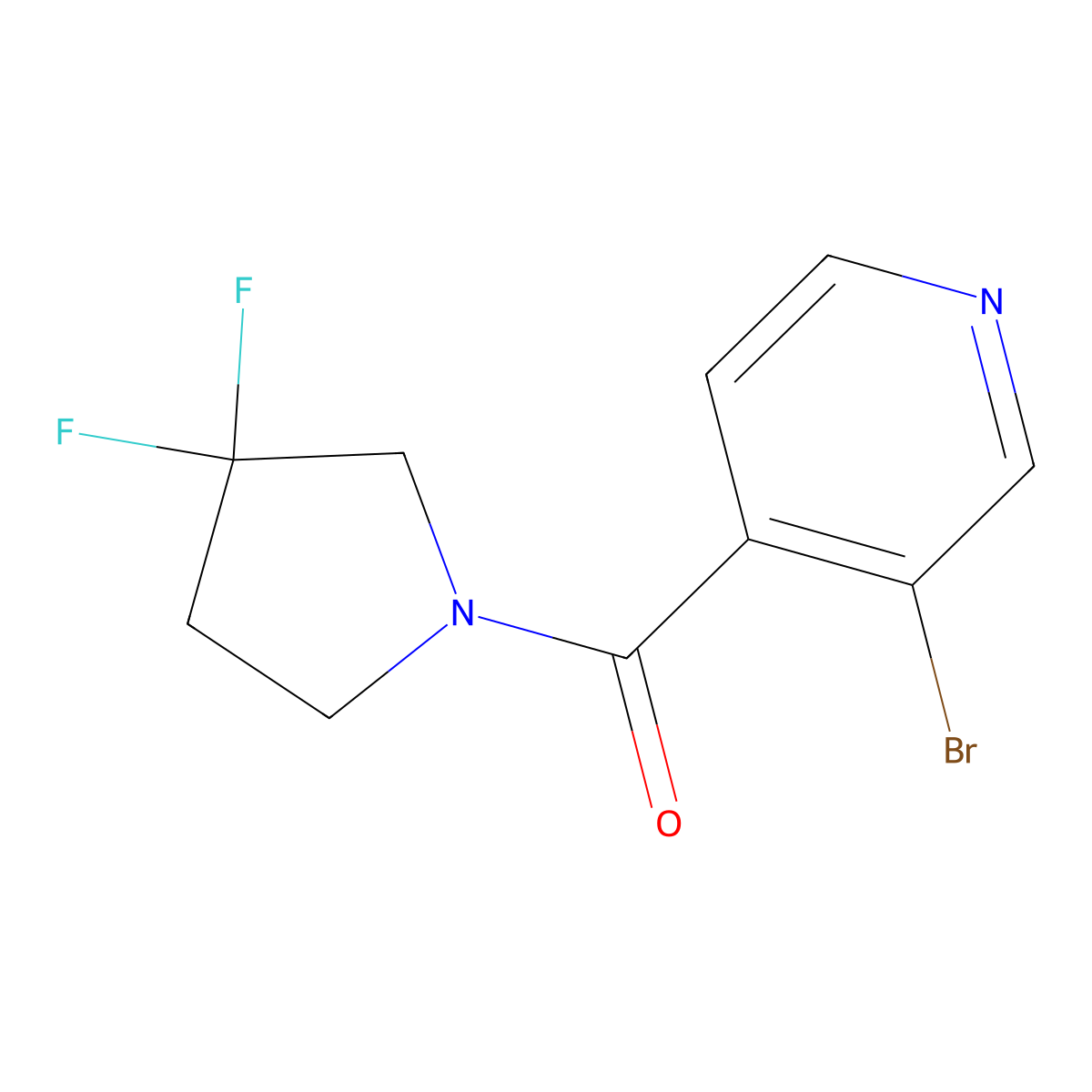 (3-Bromo-4-pyridinyl)(3,3-difluoro-1-pyrrolidinyl)methanone molecular structure, CAS 2022427-76-3