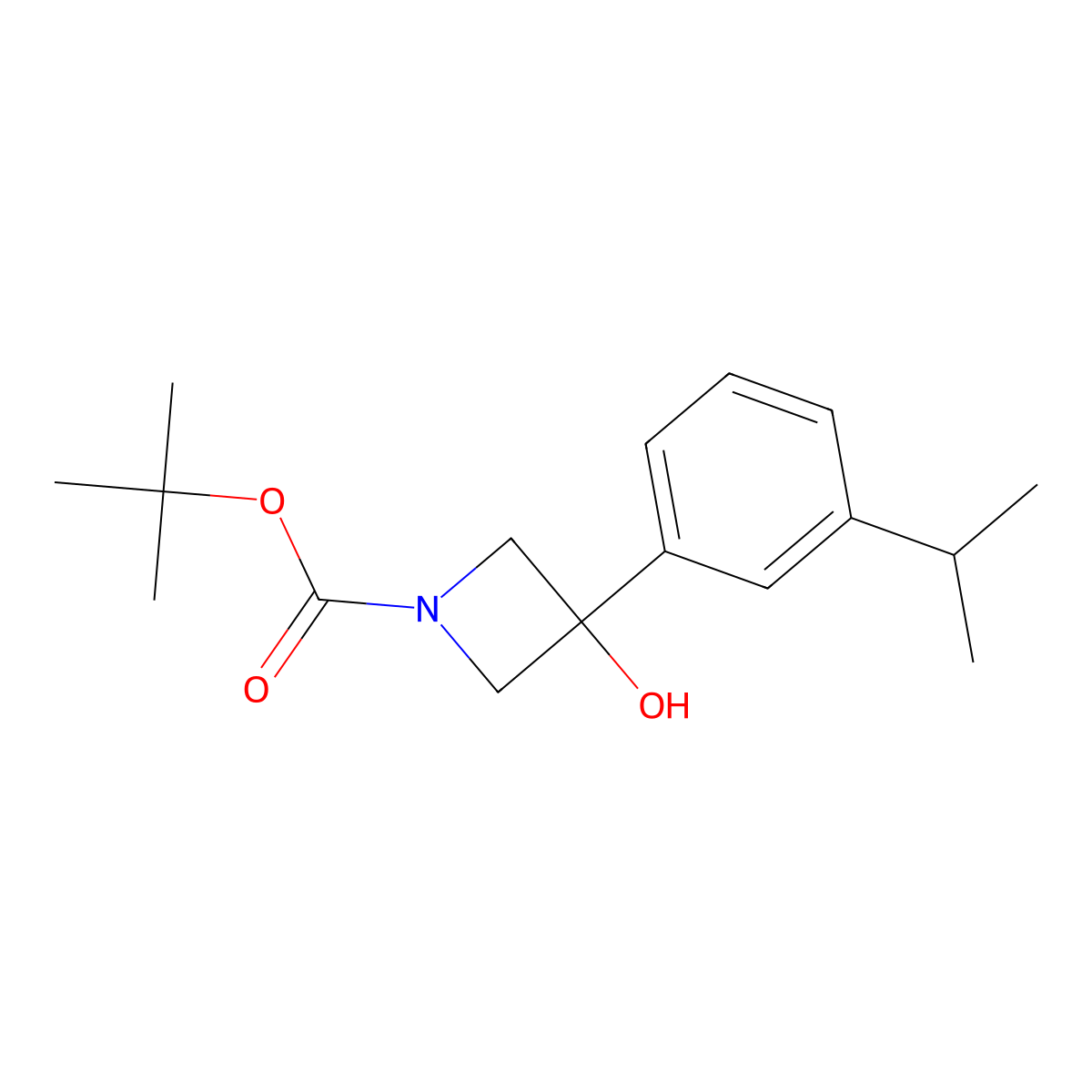 1,1-Dimethylethyl 3-hydroxy-3-[3-(1-methylethyl)phenyl]-1-azetidinecarboxylate molecular structure, CAS 2022432-35-3