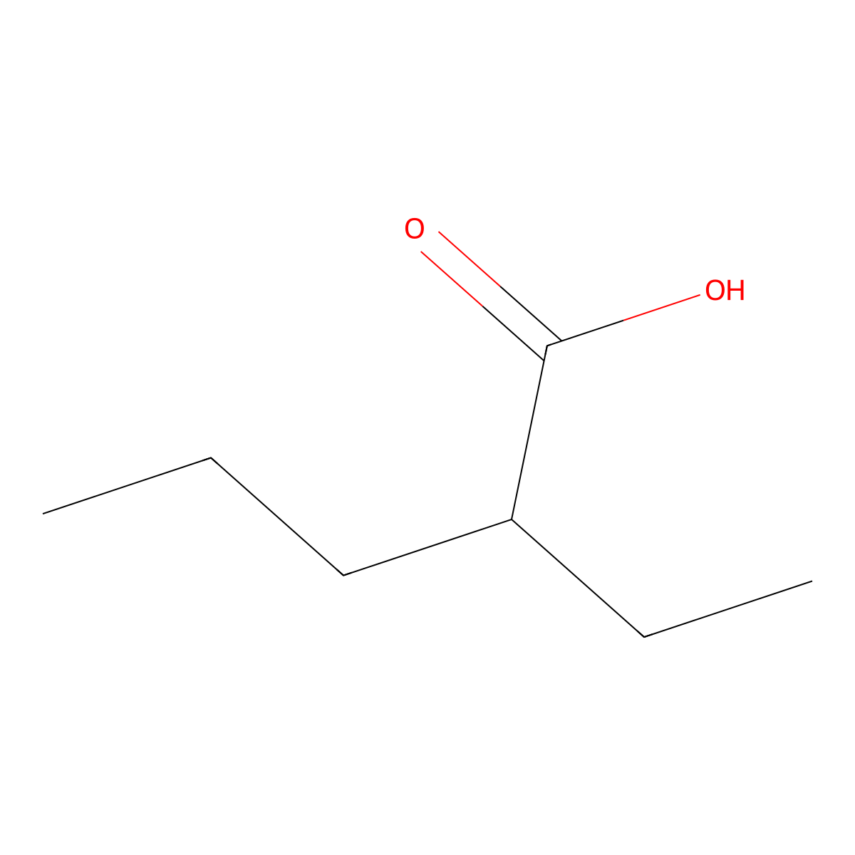 2-Ethylpentanoic acid molecular structure, CAS 20225-24-5