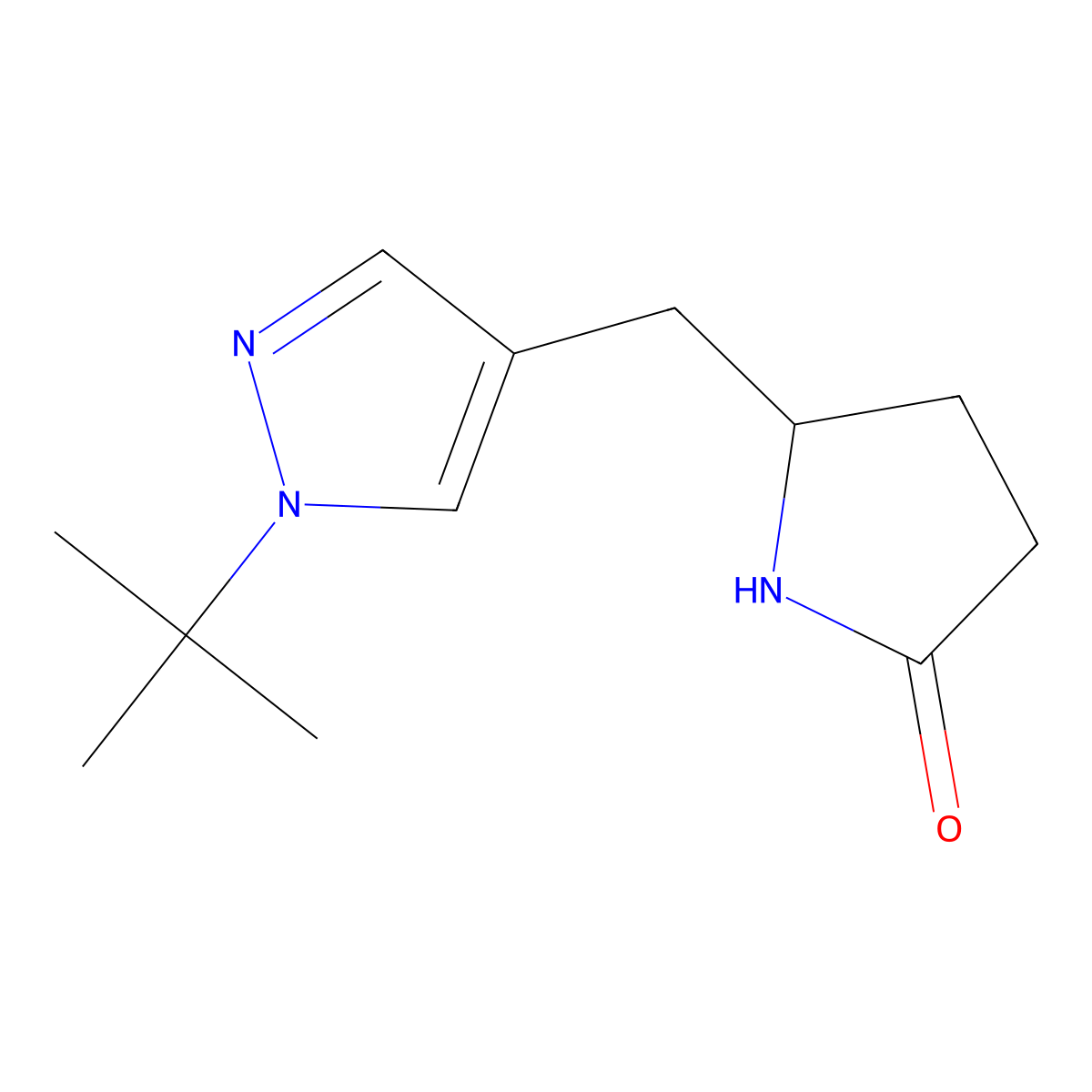 5-[(1-tert-Butyl-1H-pyrazol-4-yl)methyl]pyrrolidin-2-one molecular structure, CAS 2022545-23-7