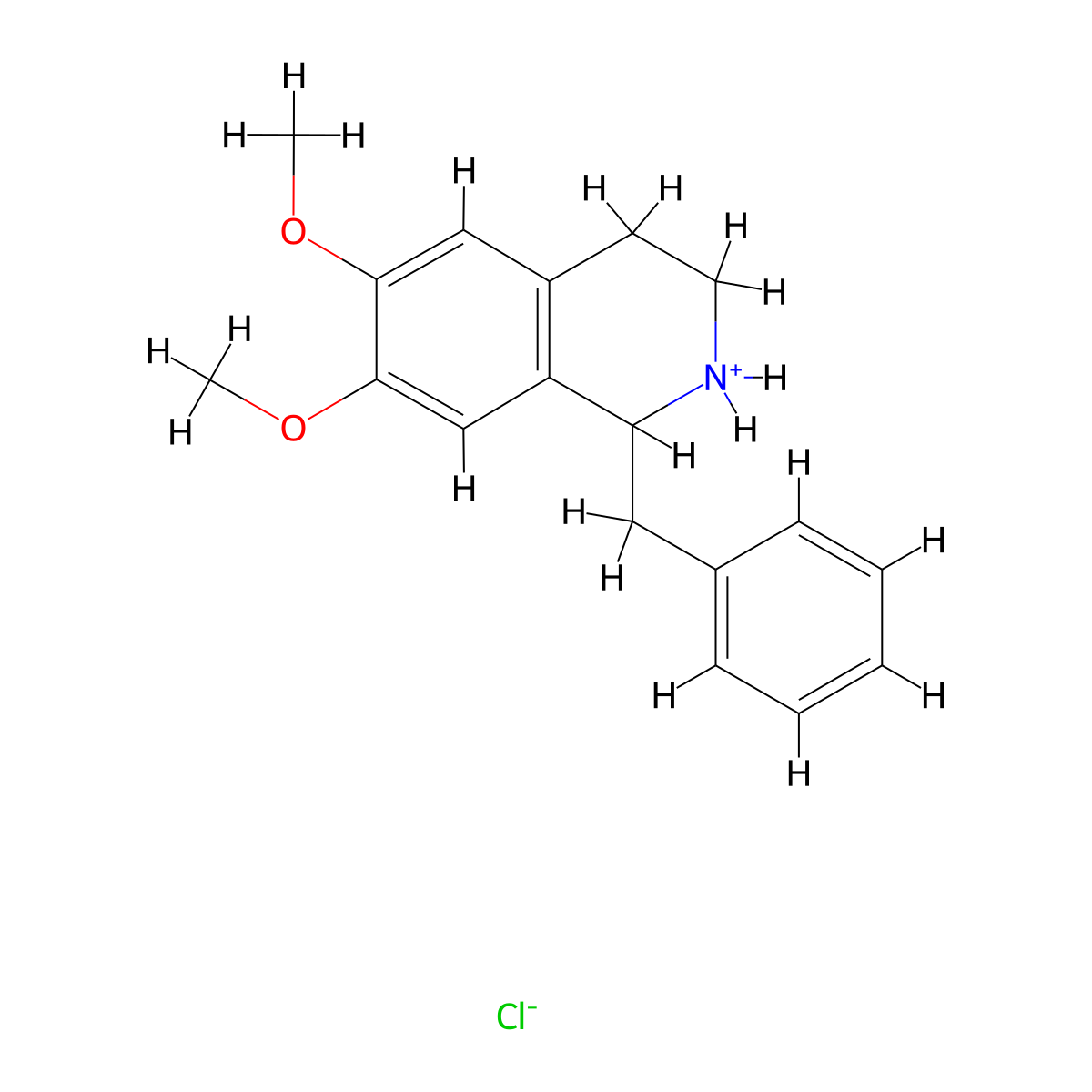 Isoquinoline, 1,2,3,4-tetrahydro-1-benzyl-6,7-dimethoxy-, hydrochloride molecular structure, CAS 20226-05-5