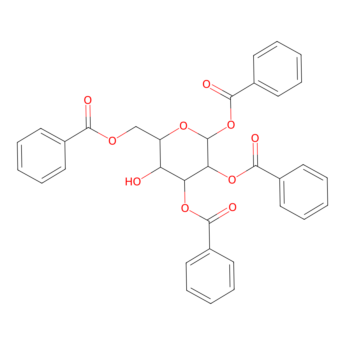 (4,5,6-Tribenzoyloxy-3-hydroxyoxan-2-yl)methyl benzoate molecular structure, CAS 20226-68-0