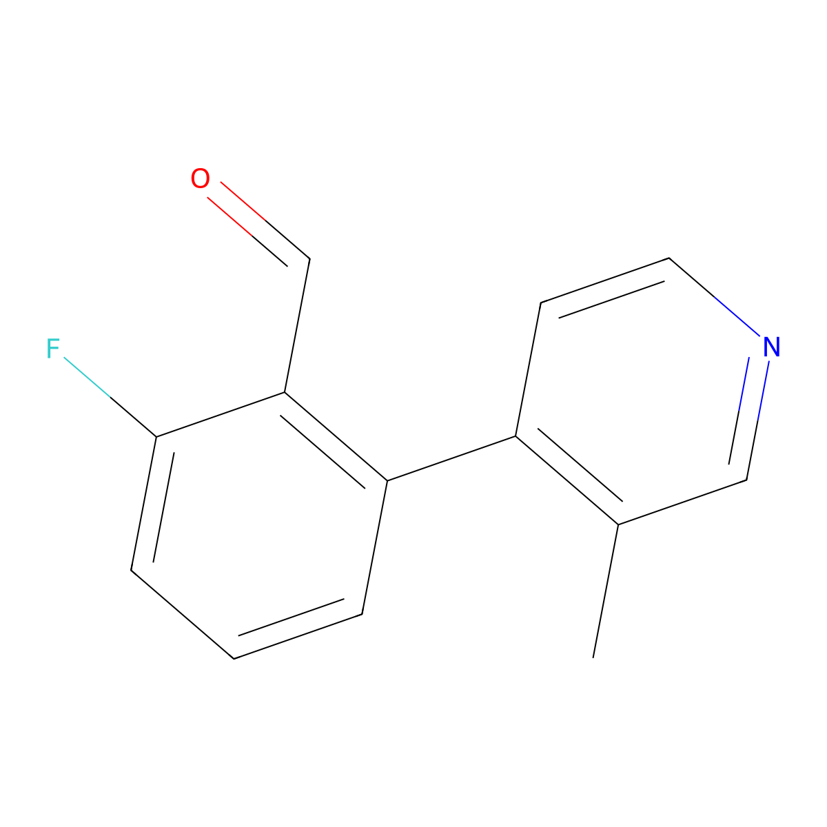 2-Fluoro-6-(3-methylpyridin-4-yl)benzaldehyde molecular structure, CAS 2022617-68-9
