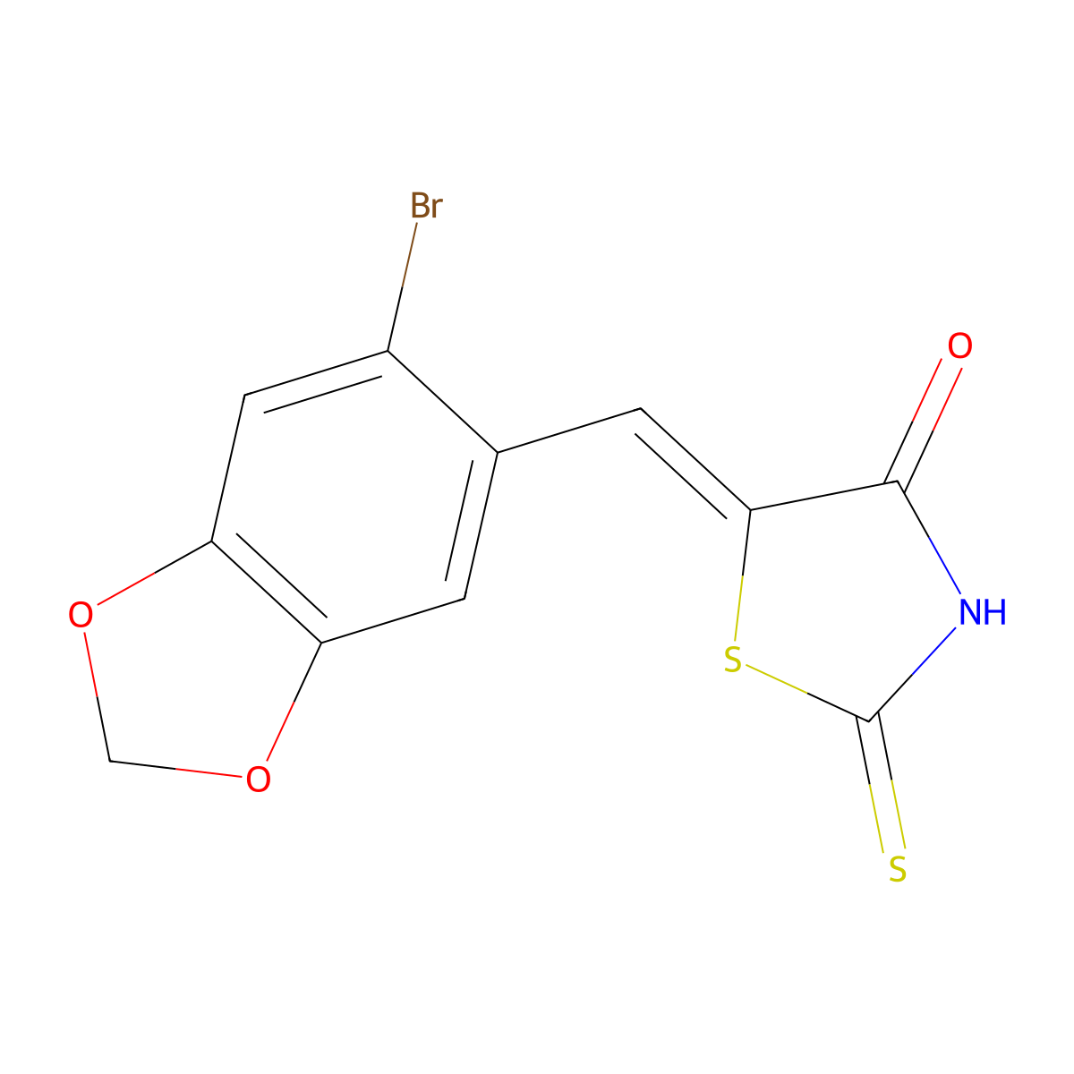 5-[(6-Bromo-1,3-benzodioxol-5-yl)methylidene]-2-sulfanylidene-1,3-thiazolidin-4-one molecular structure, CAS 202264-60-6