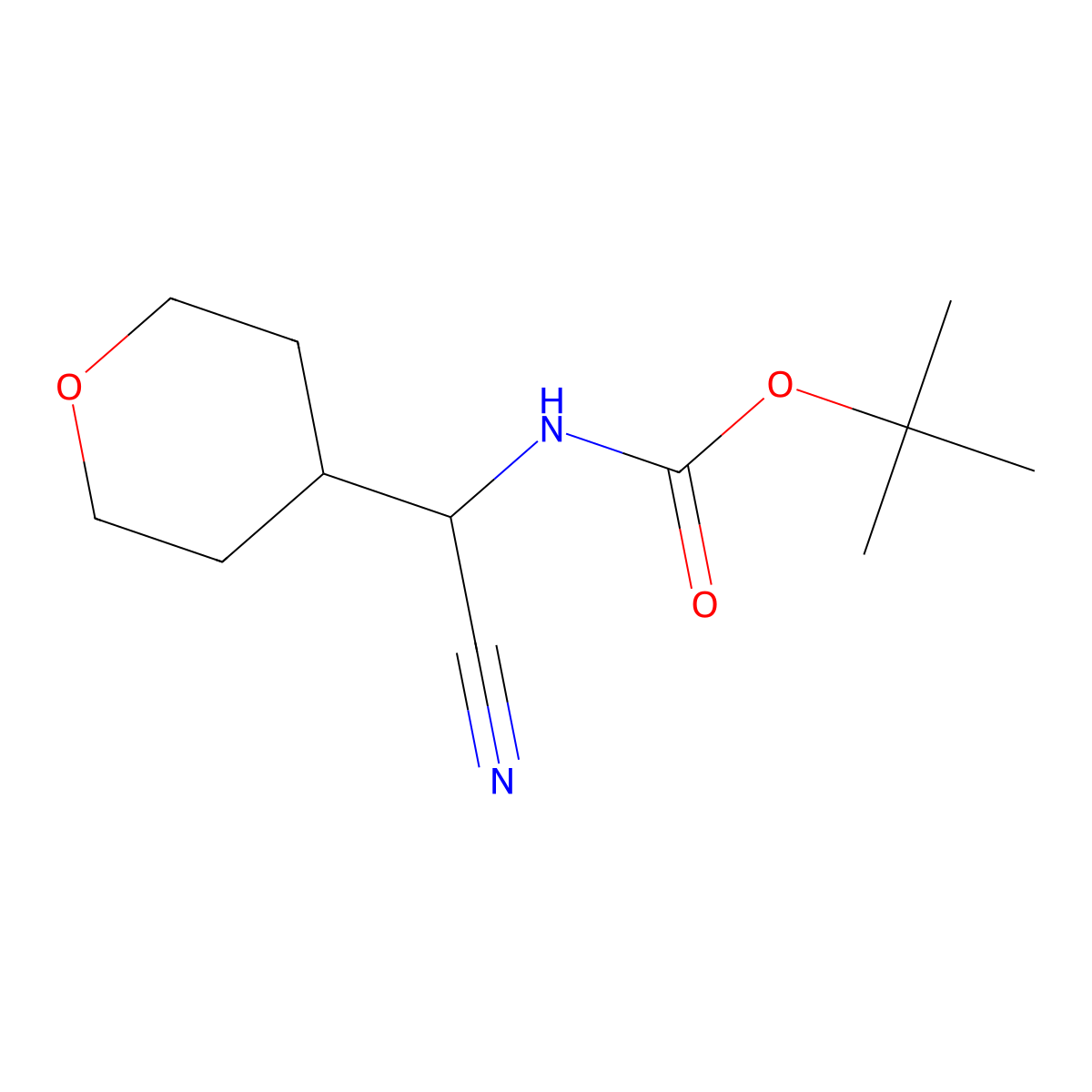 tert-butyl N-[cyano(oxan-4-yl)methyl]carbamate molecular structure, CAS 2022685-82-9