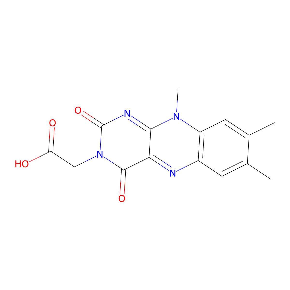 2-(7,8,10-Trimethyl-2,4-dioxobenzo[g]pteridin-3-yl)acetic acid molecular structure, CAS 20227-26-3