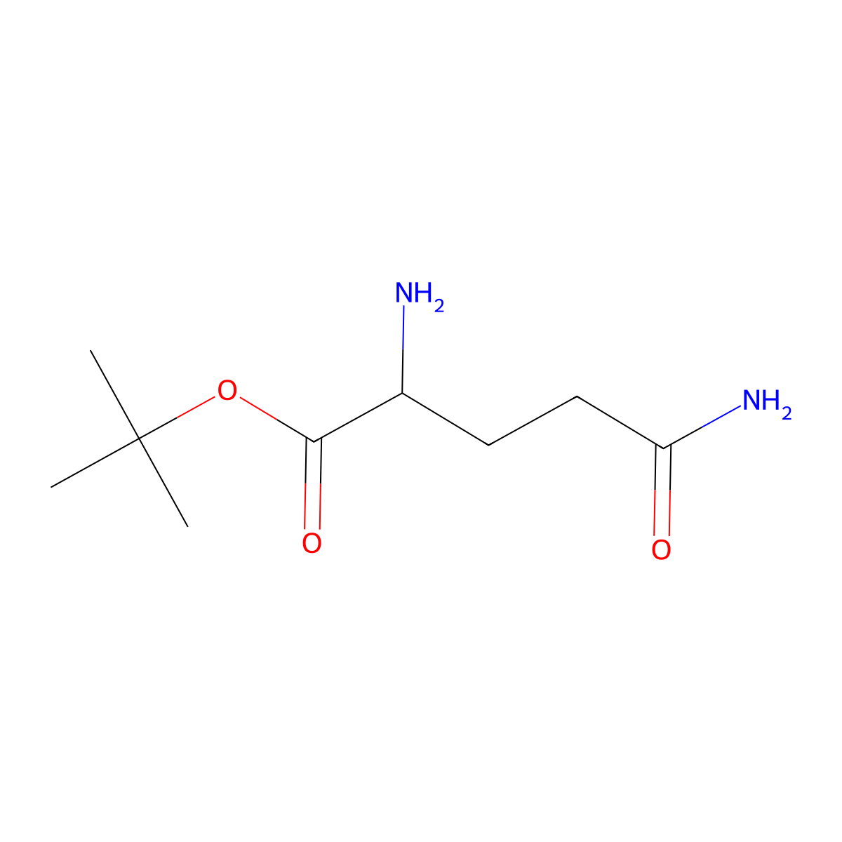 Tert-butyl (2R)-2-amino-4-carbamoylbutanoate molecular structure, CAS 202271-70-3