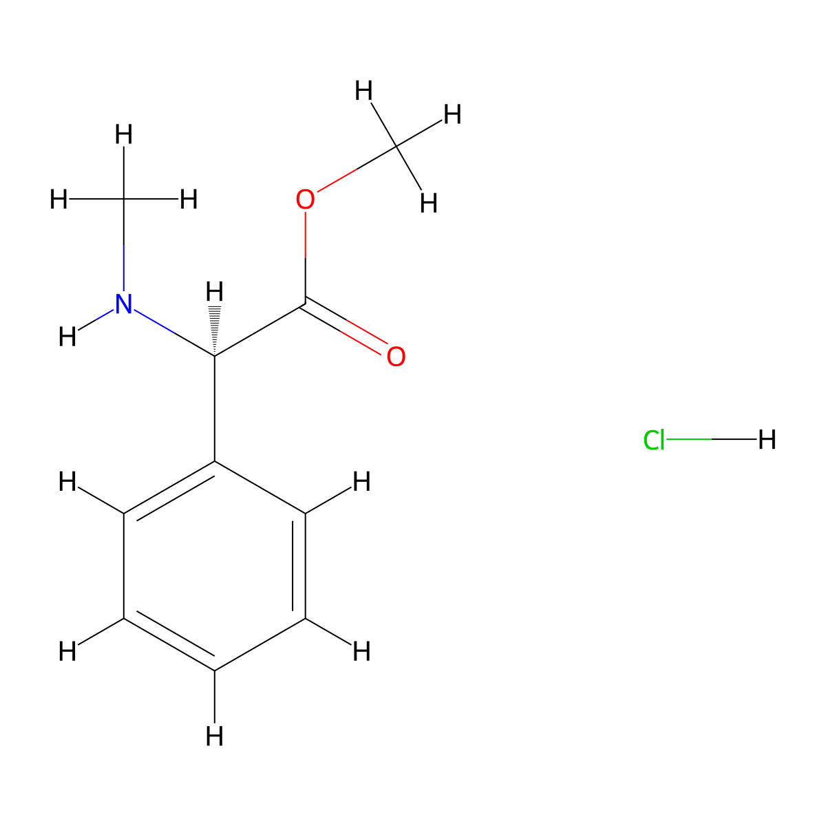 Methyl (R)-2-(methylamino)-2-phenylacetate hydrochloride molecular structure, CAS 202273-59-4