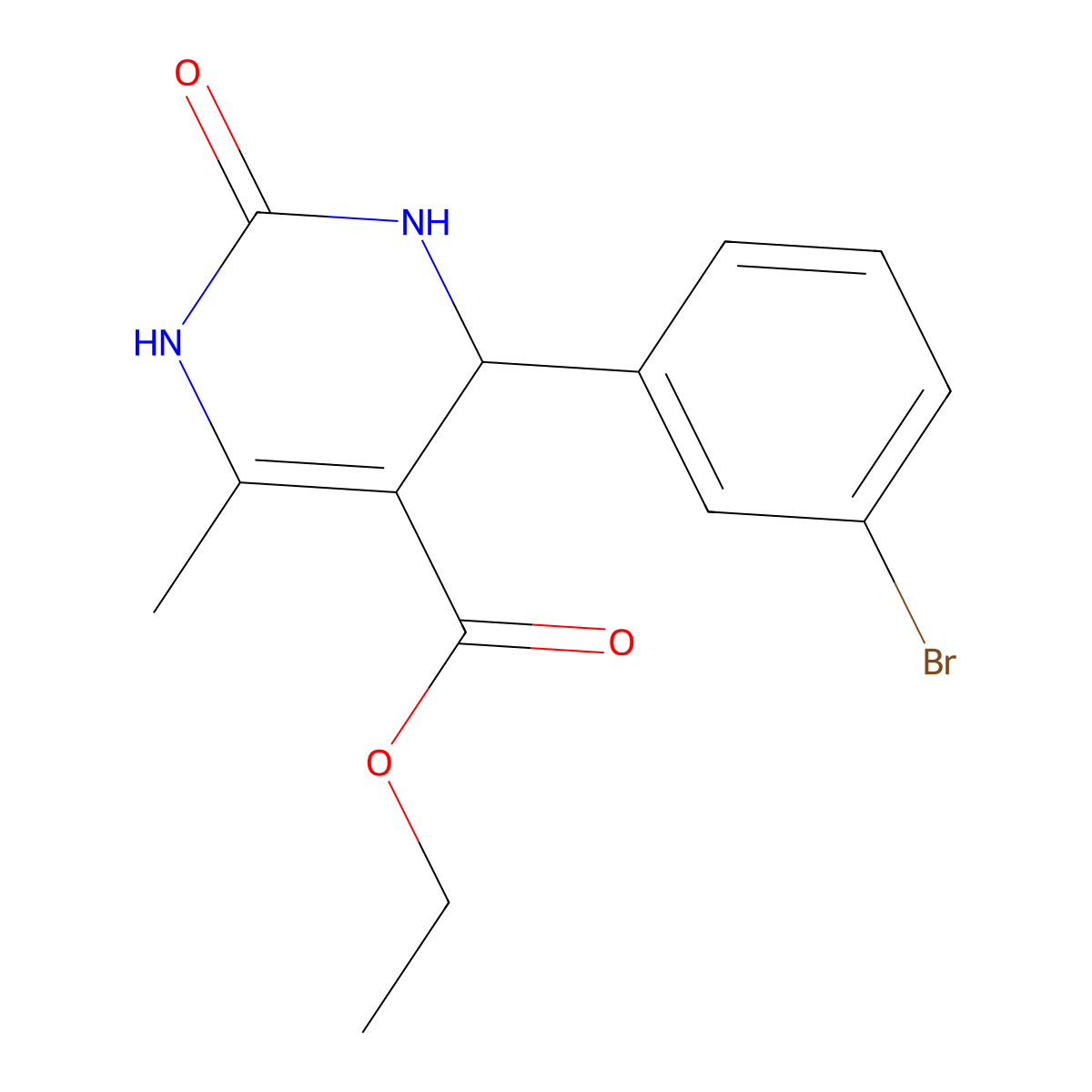 Ethyl 4-(3-bromophenyl)-6-methyl-2-oxo-1,2,3,4-tetrahydropyrimidine-5-carboxylate molecular structure, CAS 202277-52-9