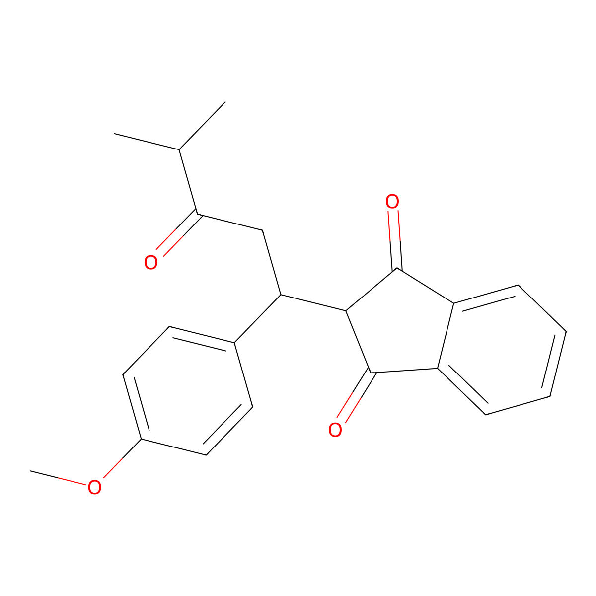 2-[1-(4-Methoxyphenyl)-4-methyl-3-oxopentyl]indene-1,3-dione molecular structure, CAS 202277-93-8