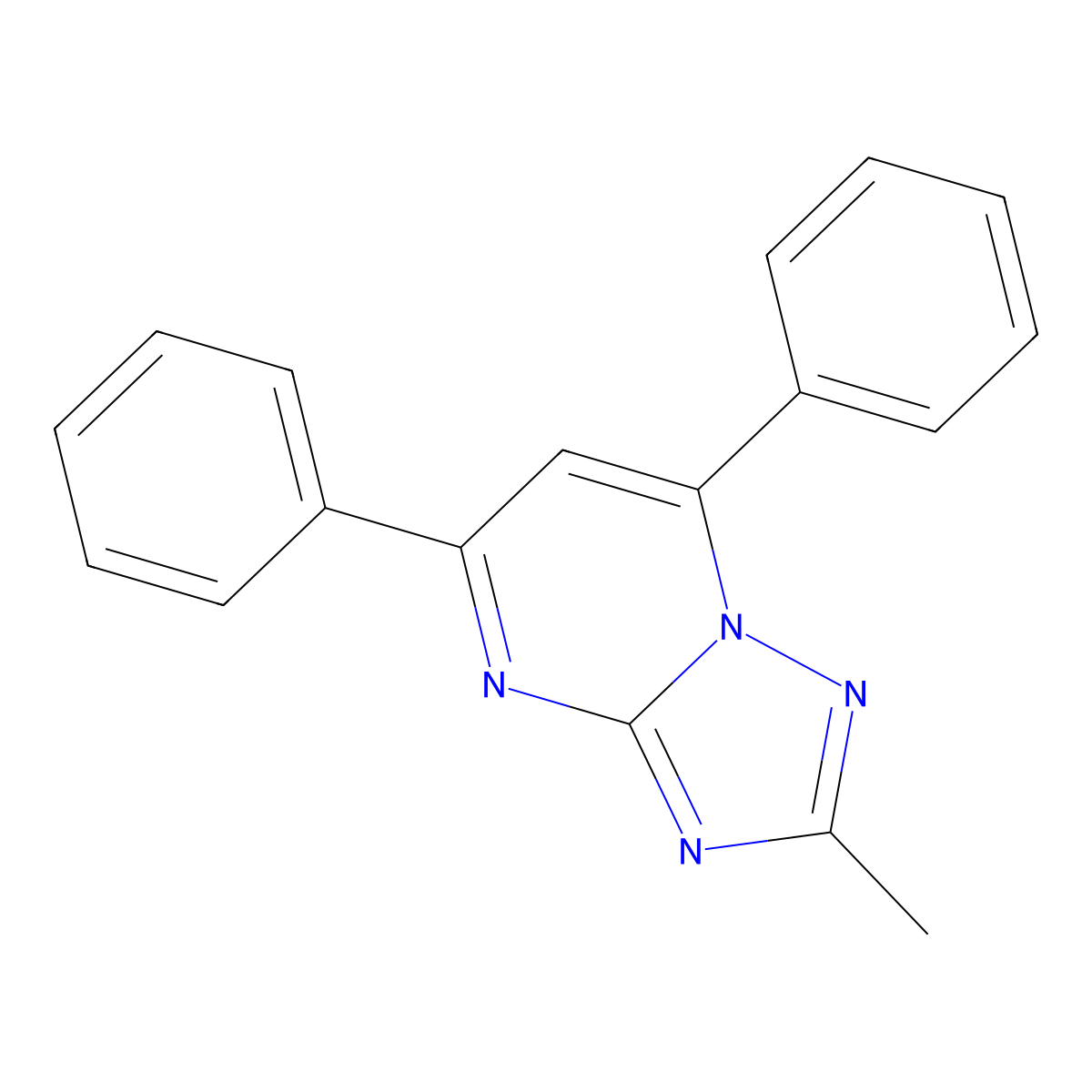 2-Methyl-5,7-diphenyl-[1,2,4]triazolo[1,5-a]pyrimidine molecular structure, CAS 202278-56-6