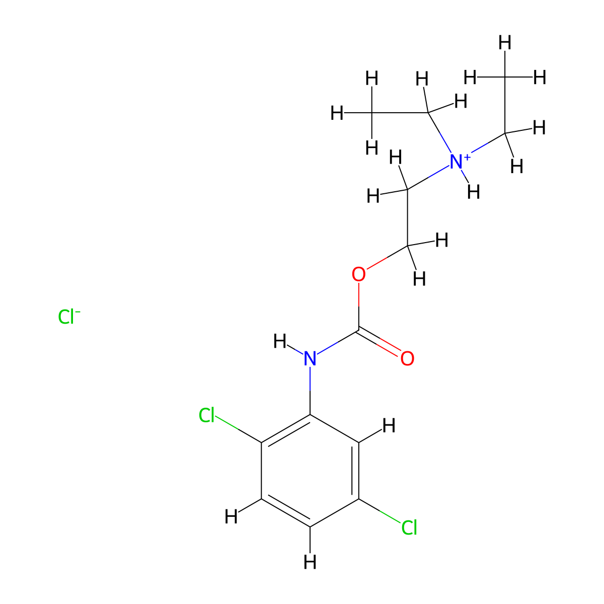 Carbanilic acid, 2,5-dichloro-, 2-(diethylamino)ethyl ester, monohydrochloride molecular structure, CAS 20228-91-5