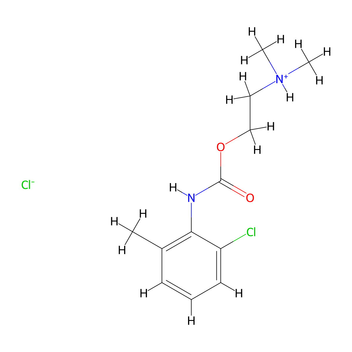 2-(Dimethylamino)ethyl hydrogen (2-chloro-6-methylphenyl)carbonimidate--hydrogen chloride (1/1) molecular structure, CAS 20228-96-0