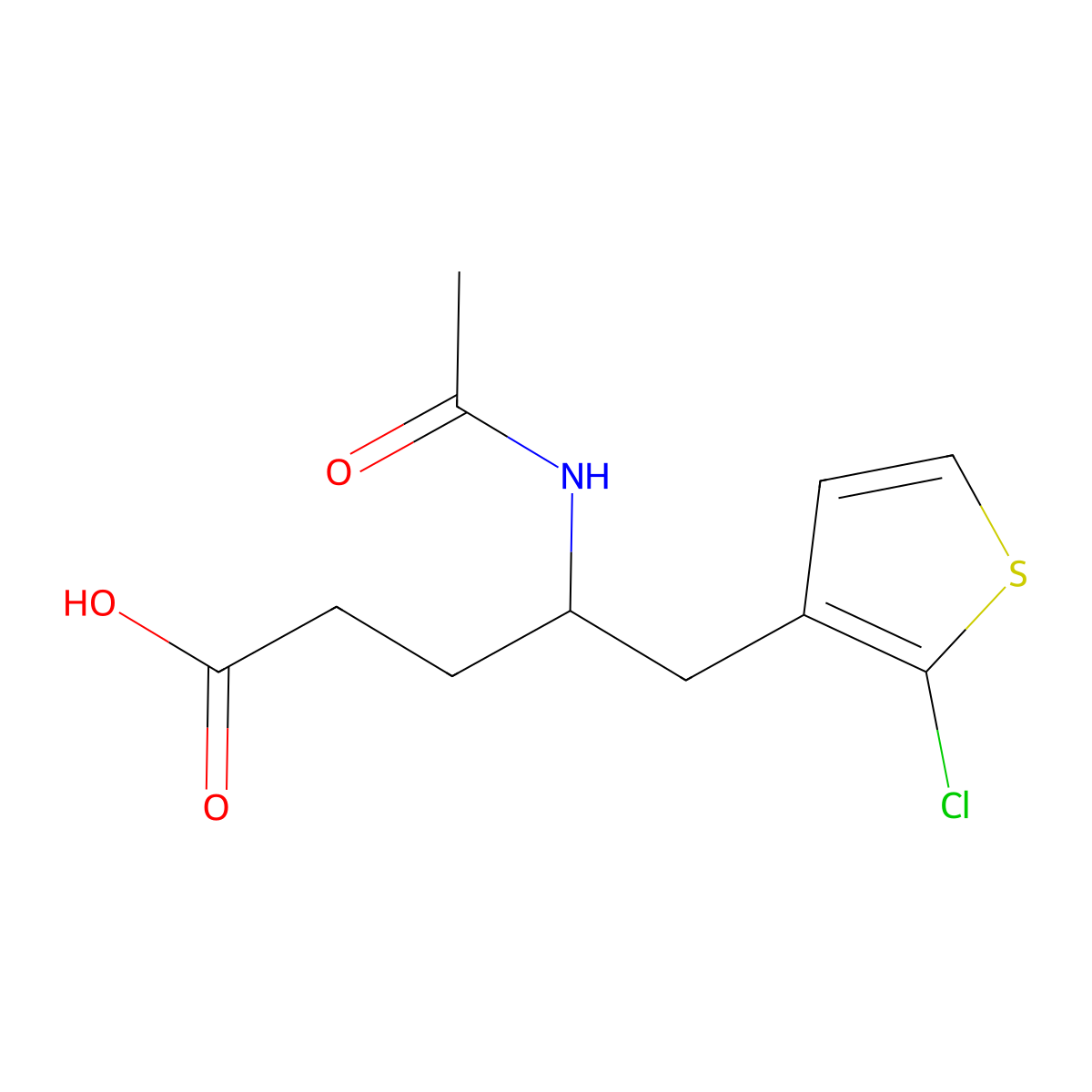 5-(2-Chlorothiophen-3-yl)-4-acetamidopentanoic acid molecular structure, CAS 2022815-06-9