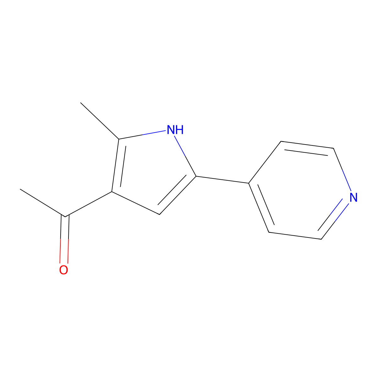1-[2-methyl-5-(pyridin-4-yl)-1H-pyrrol-3-yl]ethan-1-one molecular structure, CAS 202285-57-2