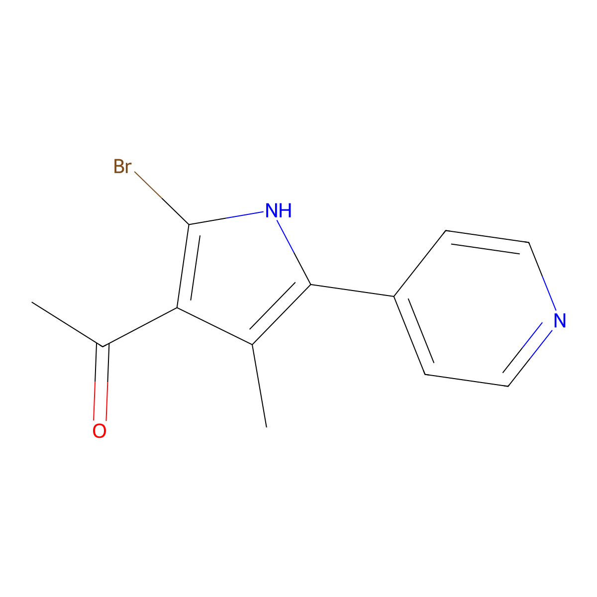 1-(2-bromo-4-methyl-5-(pyridin-4-yl)-1H-pyrrol-3-yl)ethanone molecular structure, CAS 202285-68-5