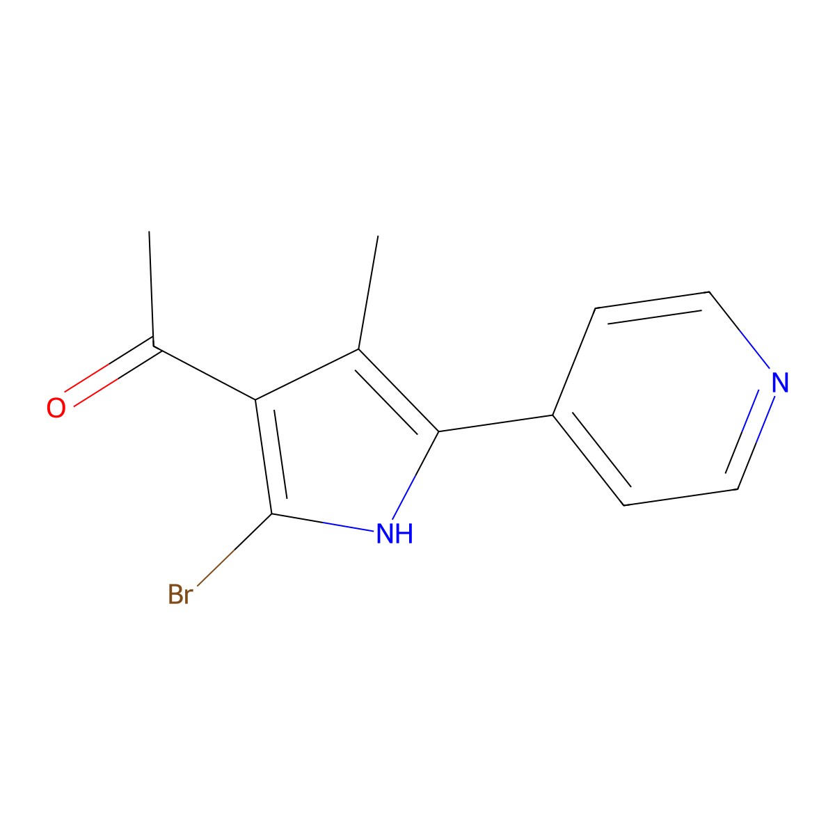 1-(2-bromo-4-methyl-5-(pyridin-4-yl)-1H-pyrrol-3-yl)ethanone molecular structure, CAS 202285-68-5