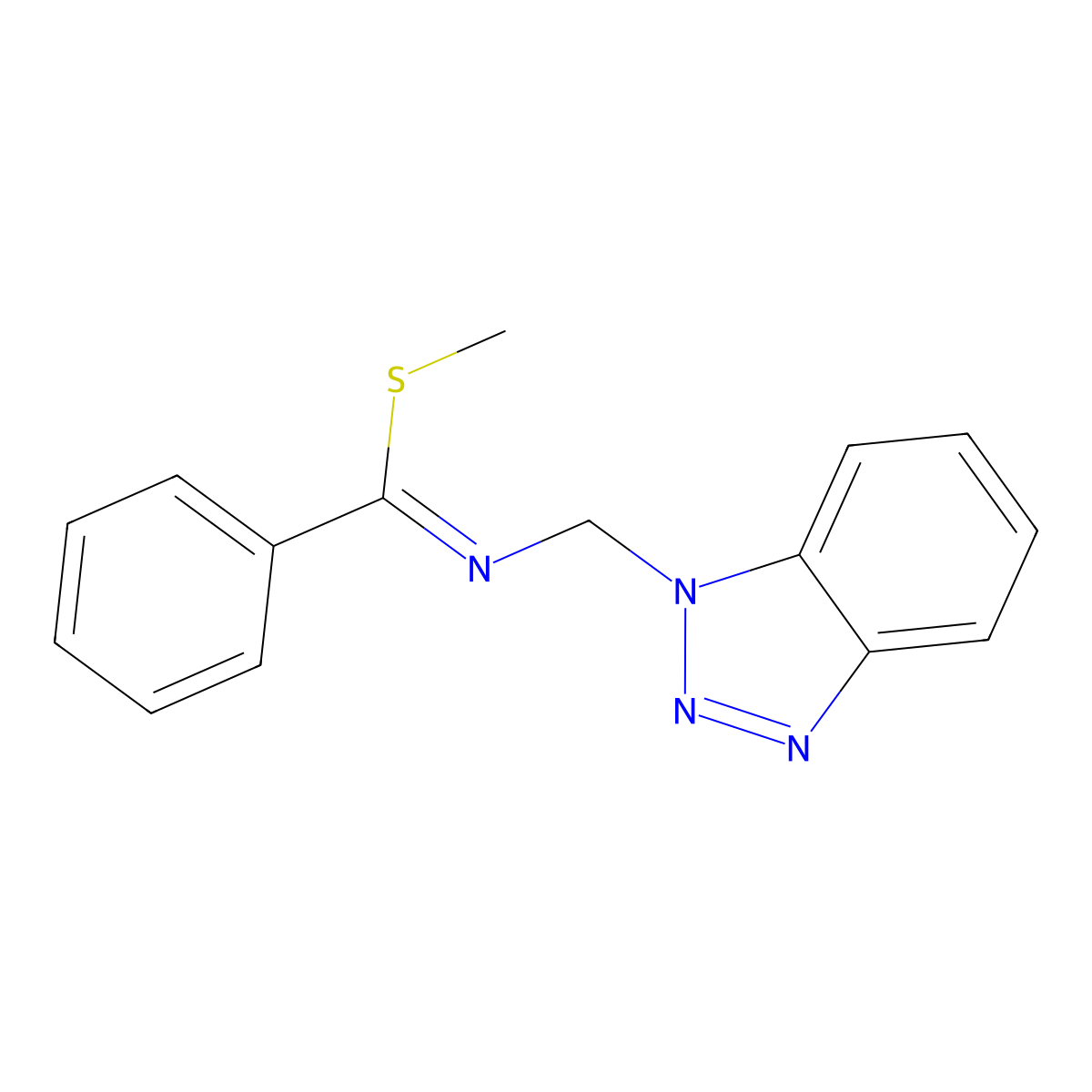 (1H-1,2,3-Benzotriazol-1-ylmethyl)[(methylsulfanyl)-(phenyl)methylidene]amine molecular structure, CAS 202286-41-7