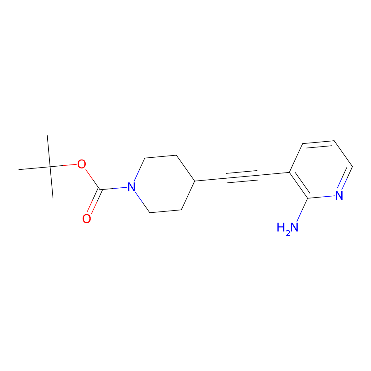 Tert-butyl 4-[2-(2-aminopyridin-3-yl)ethynyl]piperidine-1-carboxylate molecular structure, CAS 2022926-06-1