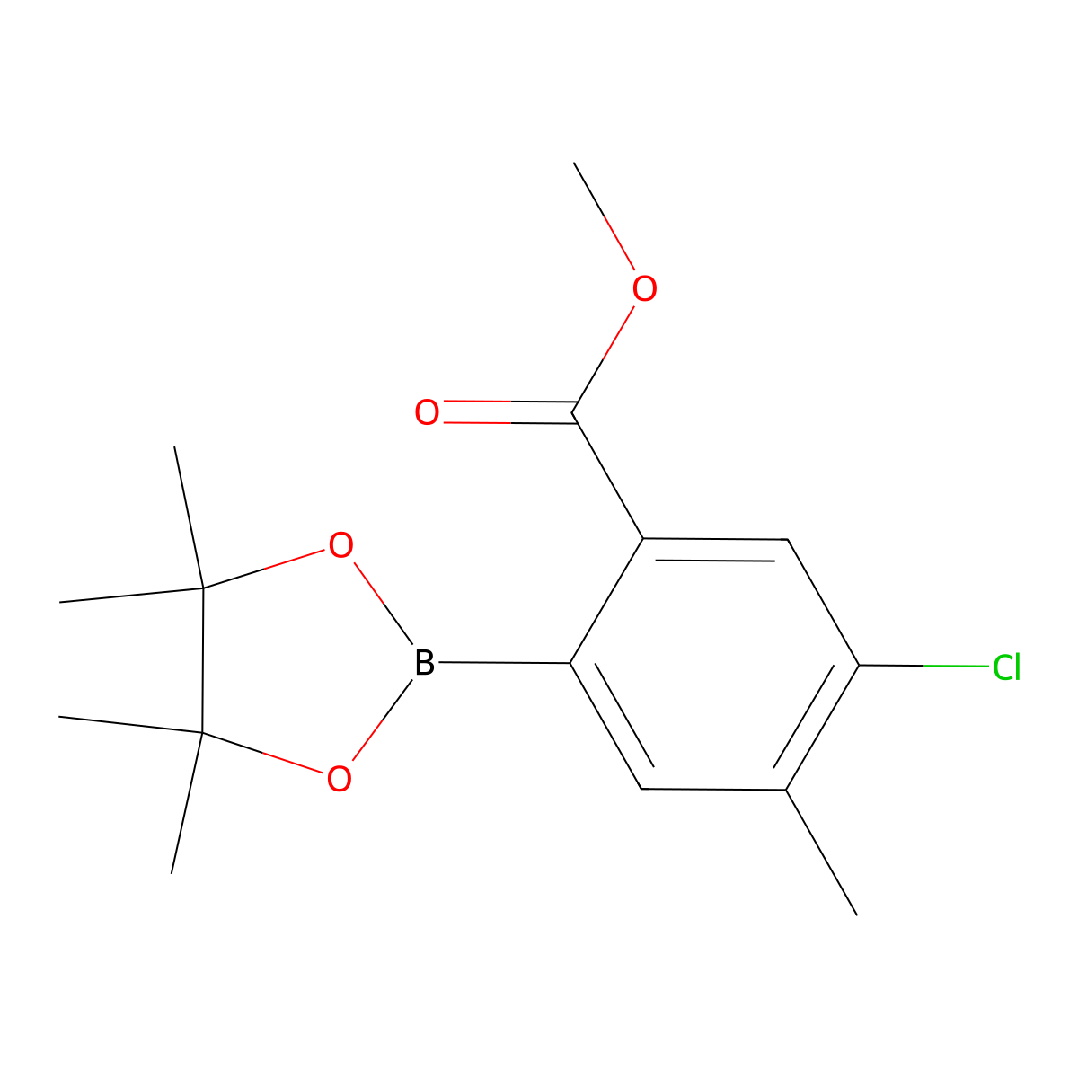 Methyl 5-chloro-4-methyl-2-(4,4,5,5-tetramethyl-1,3,2-dioxaborolan-2-yl)benzoate molecular structure, CAS 2022952-90-3