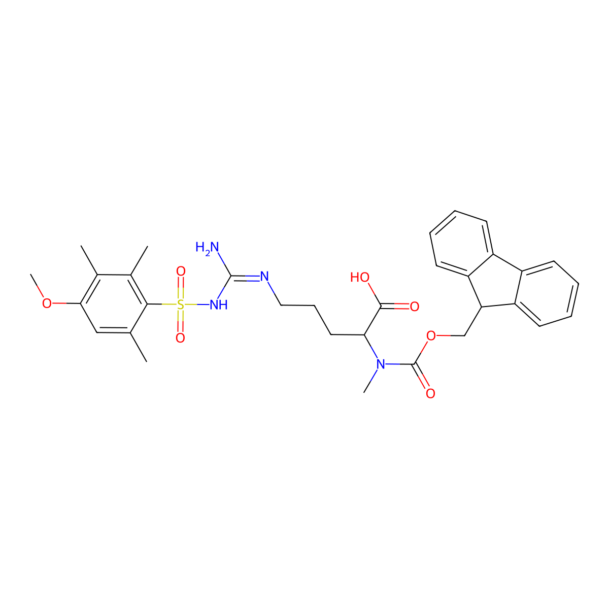 Fmoc-N-Me-D-Arg(Mtr)-OH molecular structure, CAS 2022956-31-4