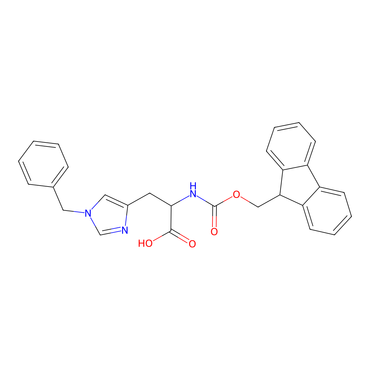 3-(1-benzylimidazol-4-yl)-2-(9H-fluoren-9-ylmethoxycarbonylamino)propanoic acid molecular structure, CAS 2022956-32-5