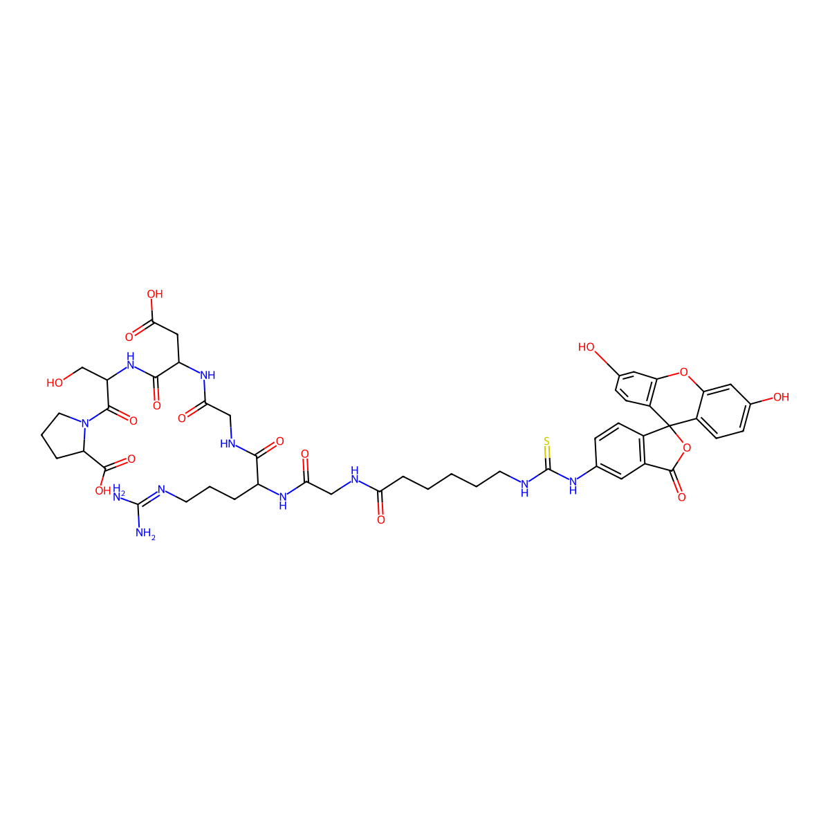 FITC-Ahx-Gly-Arg-Gly-Asp-Ser-Pro molecular structure, CAS 2022956-44-9