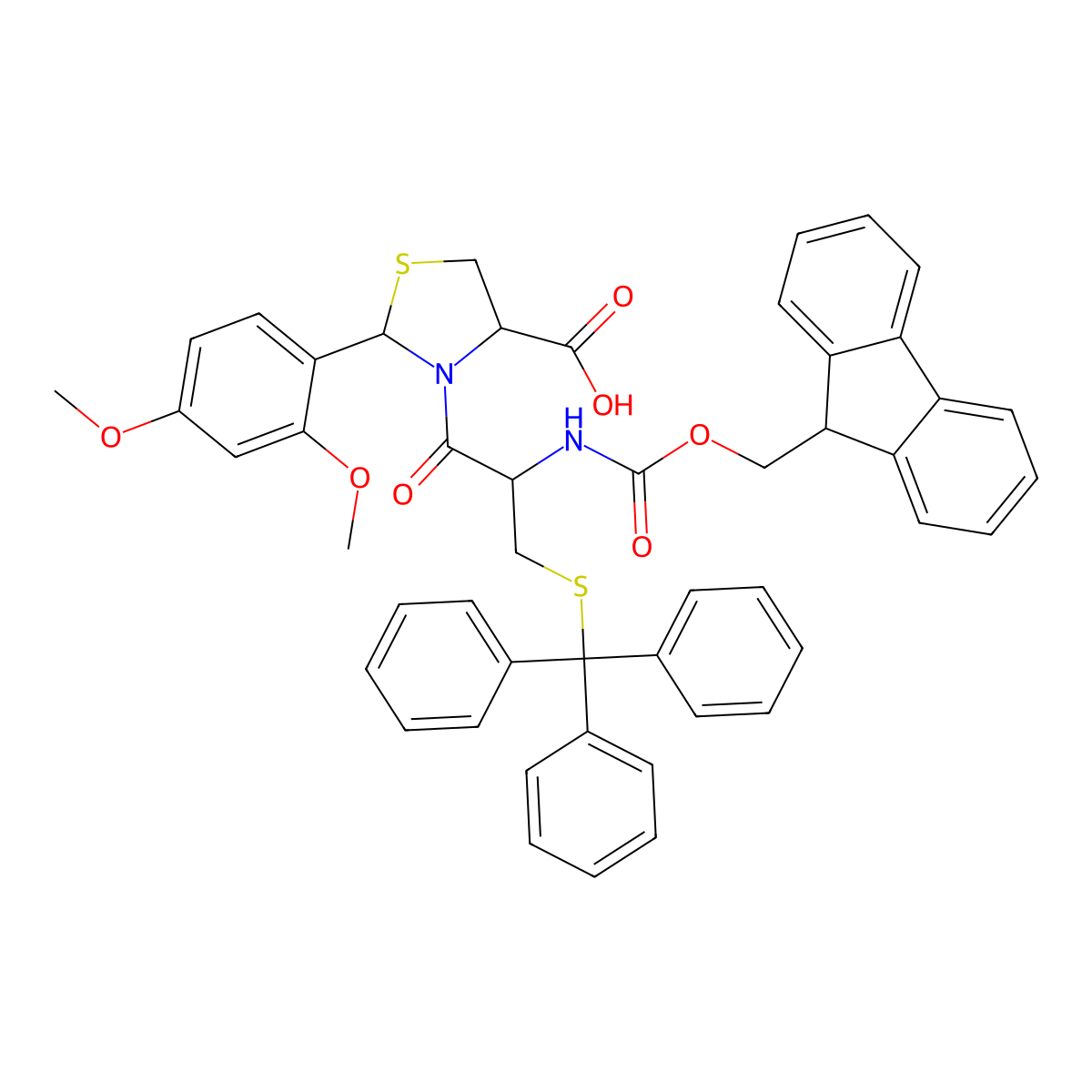 Fmoc-Cys(Trt)-Cys(Psi(Dmp,H)pro)-OH molecular structure, CAS 2022956-75-6