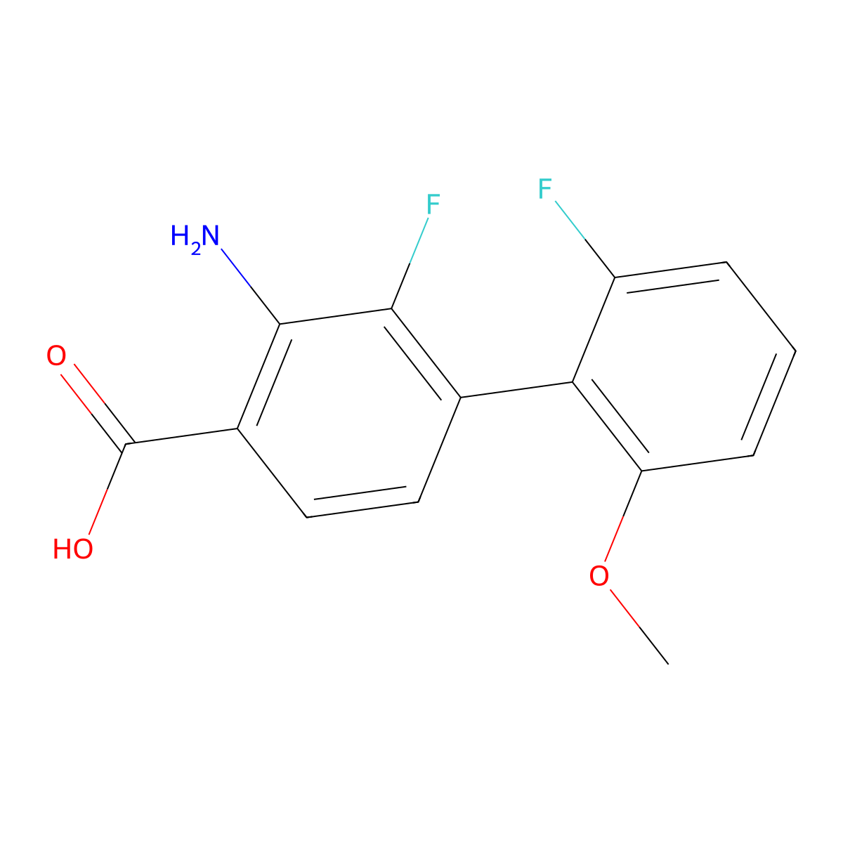 3-Amino-2,2'-difluoro-6'-methoxy[1,1'-biphenyl]-4-carboxylic acid molecular structure, CAS 2022976-29-8