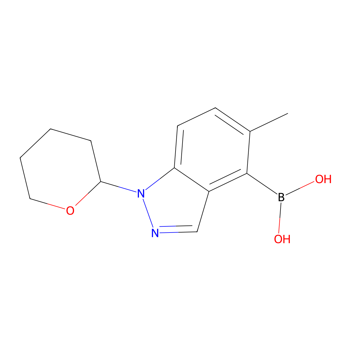[5-Methyl-1-(oxan-2-yl)-1H-indazol-4-yl]boronic acid molecular structure, CAS 2022976-34-5