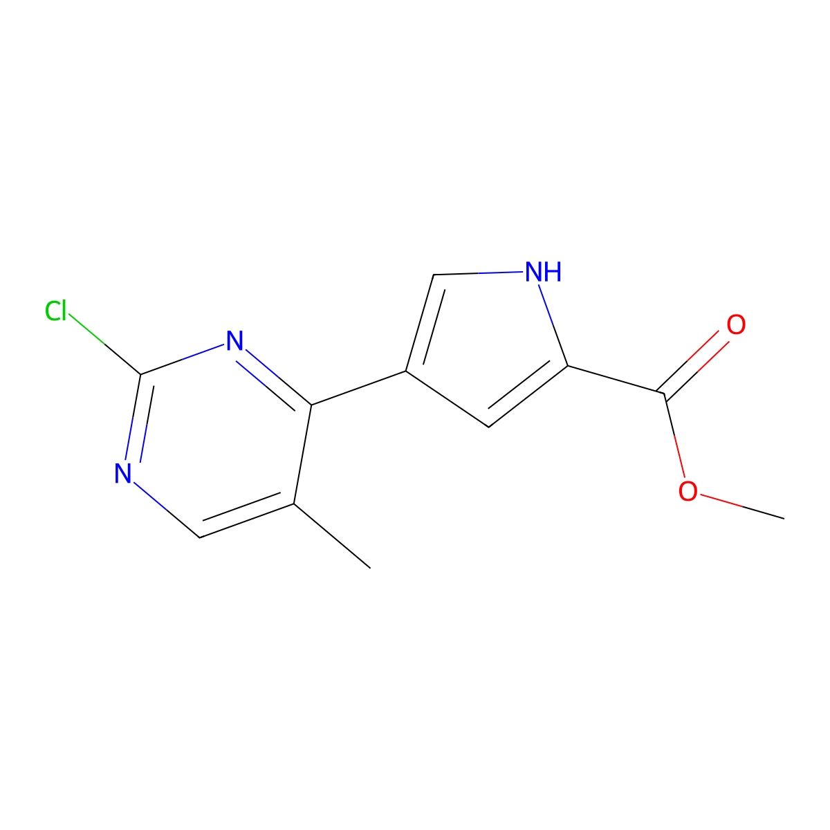 Methyl 4-(2-chloro-5-methylpyrimidin-4-YL)-1H-pyrrole-2-carboxylate molecular structure, CAS 2023005-94-7
