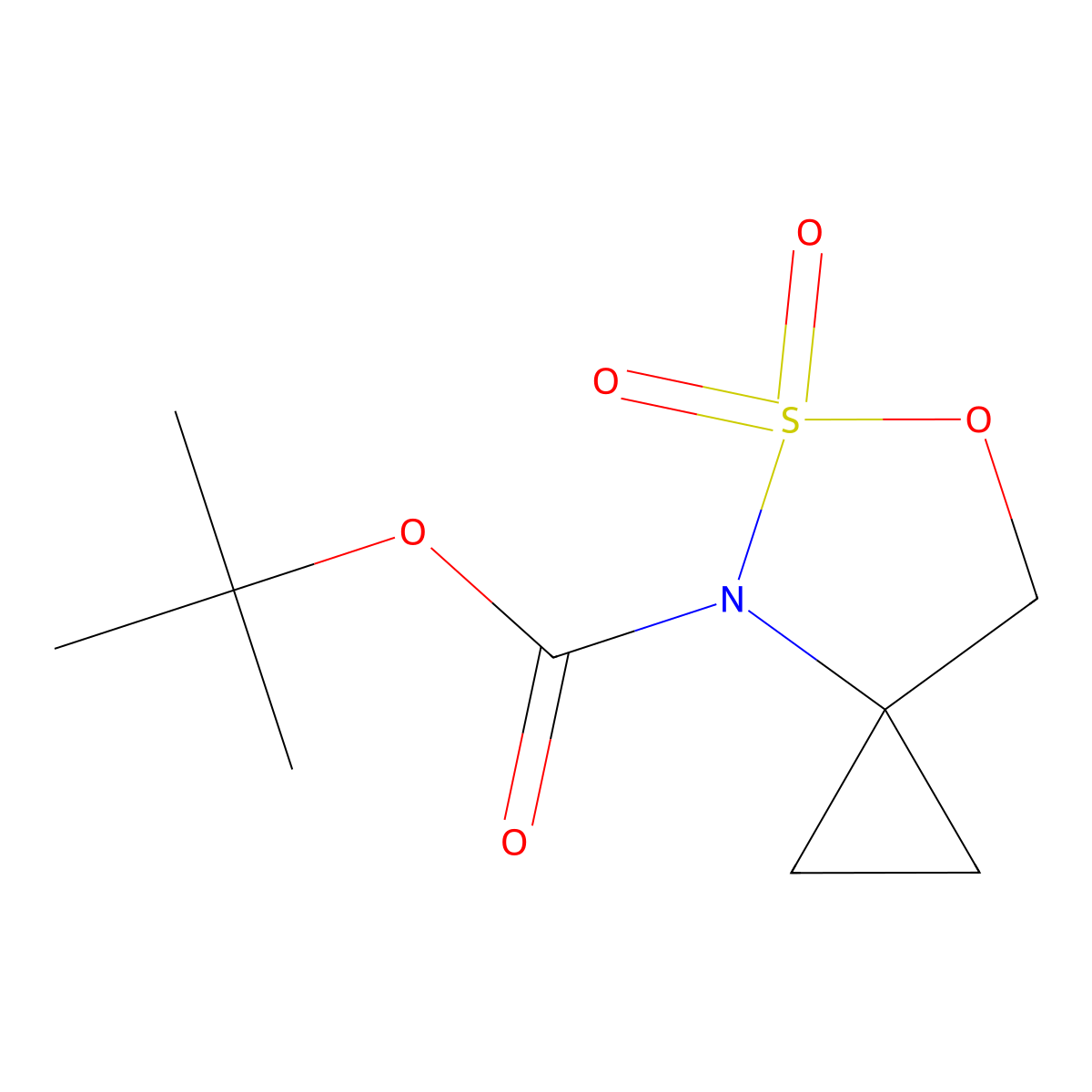 tert-Butyl 6-oxa-5-thia-4-azaspiro[2.4]heptane-4-carboxylate 5,5-dioxide molecular structure, CAS 2023006-14-4