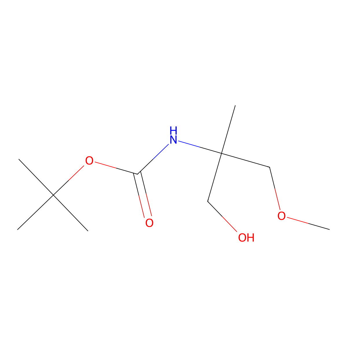 tert-butyl N-(1-hydroxy-3-methoxy-2-methylpropan-2-yl)carbamate molecular structure, CAS 2023006-64-4