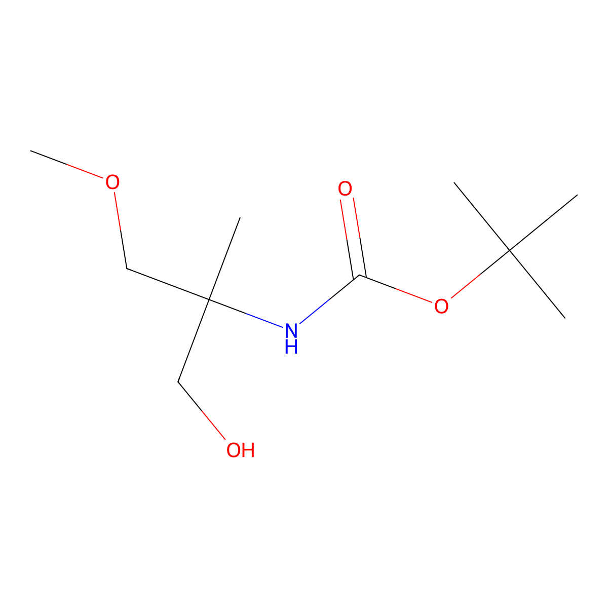 tert-butyl N-(1-hydroxy-3-methoxy-2-methylpropan-2-yl)carbamate molecular structure, CAS 2023006-64-4