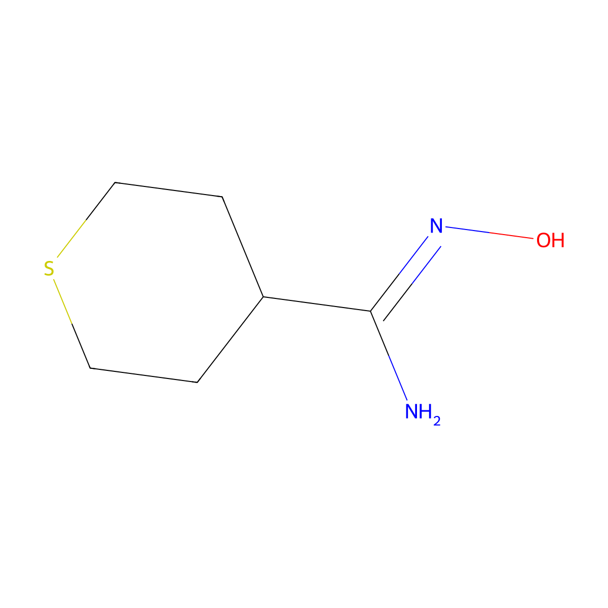 N'-hydroxythiane-4-carboximidamide molecular structure, CAS 2023024-20-4