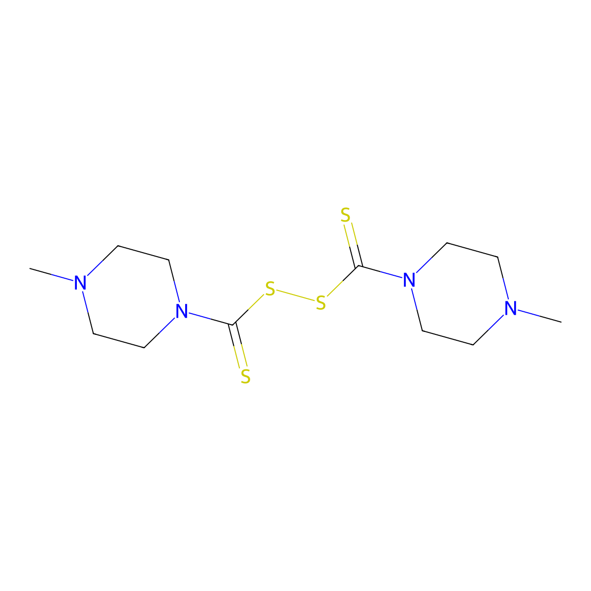 1,1'-(Dithiodicarbonothioyl)bis(4-methylpiperazine) molecular structure, CAS 20231-01-0