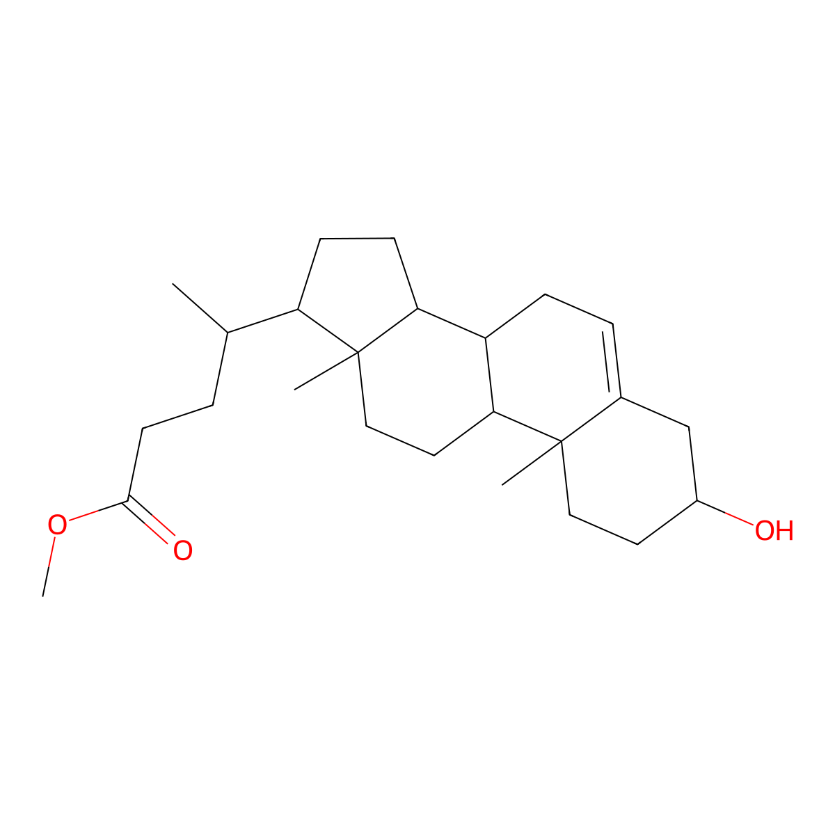 CHOL-5-EN-24-oic acid, 3-hydroxy-, methyl ester, (3beta)- molecular structure, CAS 20231-57-6