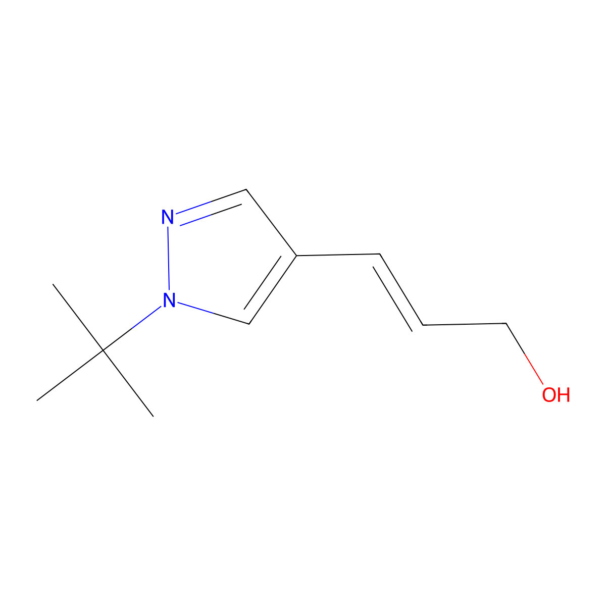 3-(1-tert-butyl-1H-pyrazol-4-yl)prop-2-en-1-ol molecular structure, CAS 2023117-48-6