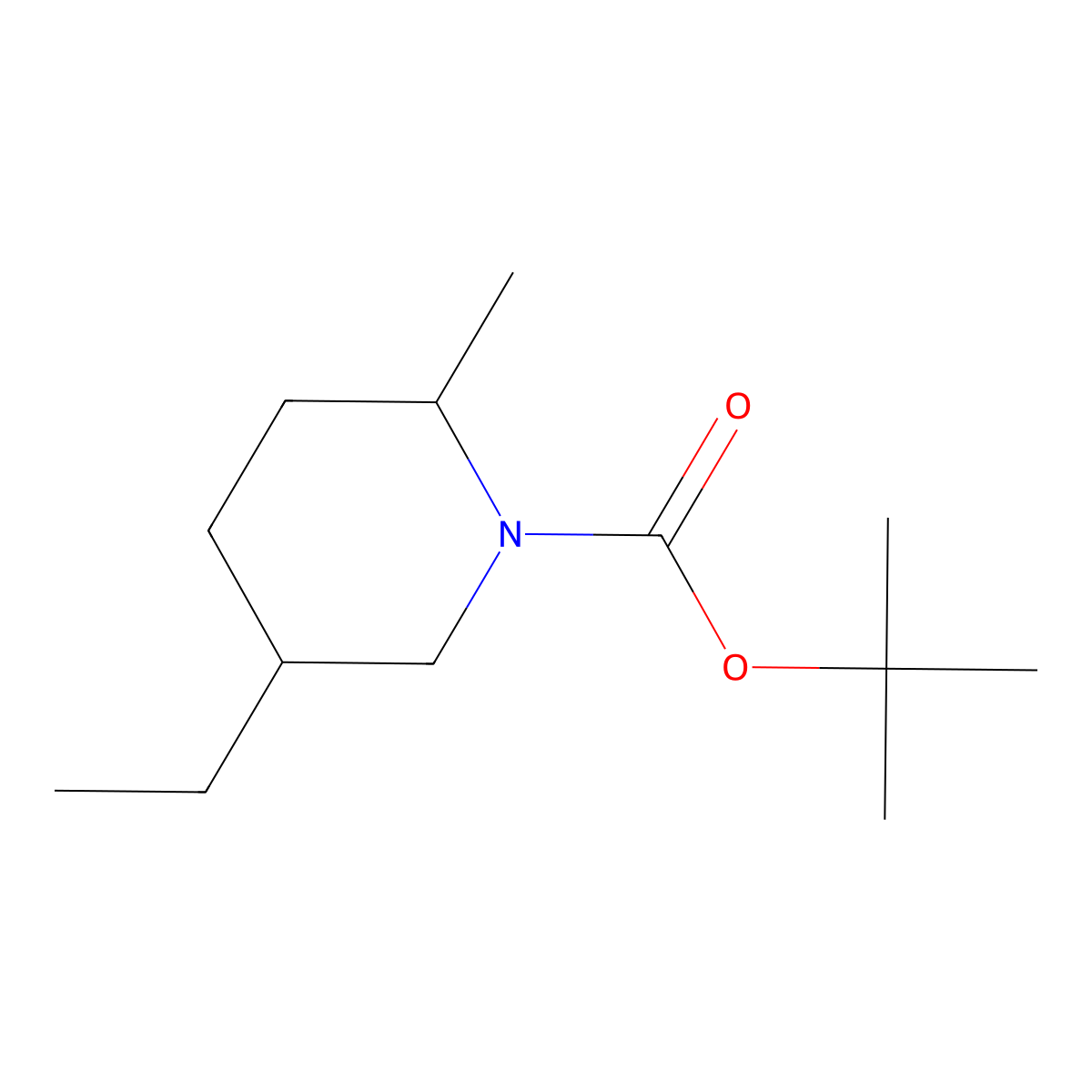 rac-tert-butyl (2R,5R)-5-ethyl-2-methylpiperidine-1-carboxylate molecular structure, CAS 2023196-66-7