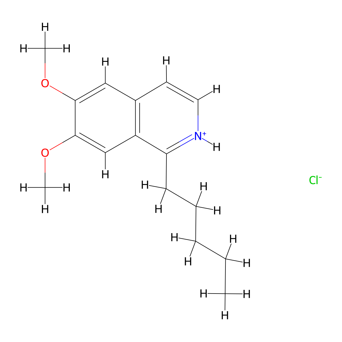 6,7-Dimethoxy-1-pentylisoquinoline--hydrogen chloride (1/1) molecular structure, CAS 20232-60-4
