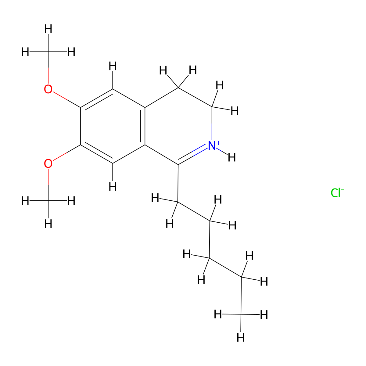 6,7-Dimethoxy-1-pentyl-3,4-dihydroisoquinoline--hydrogen chloride (1/1) molecular structure, CAS 20232-61-5