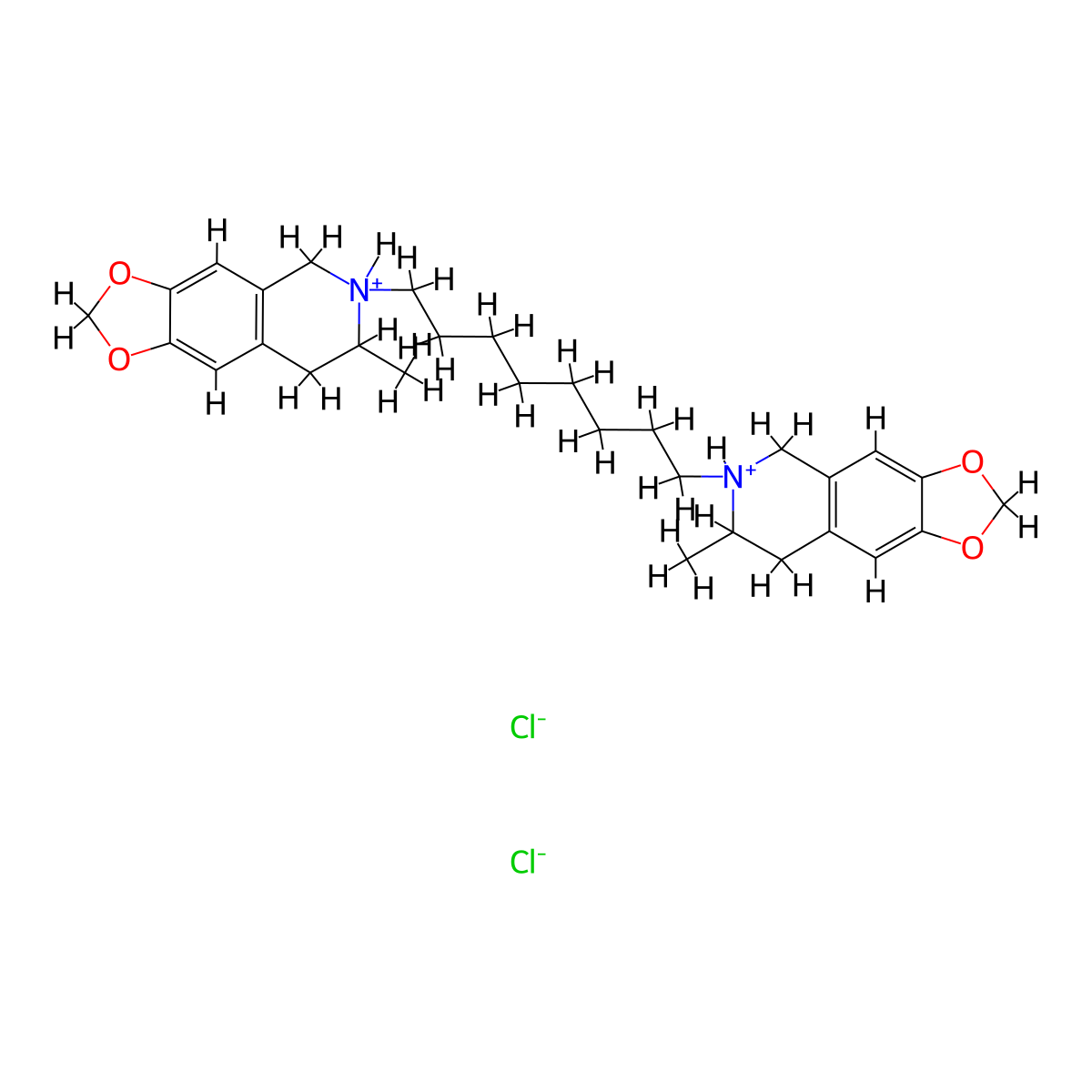 1,3-Dioxolo(4,5-g)isoquinoline, 6,6'-octamethylenebis(5,6,7,8-tetrahydro-7-methyl-, dihydrochloride molecular structure, CAS 20232-93-3