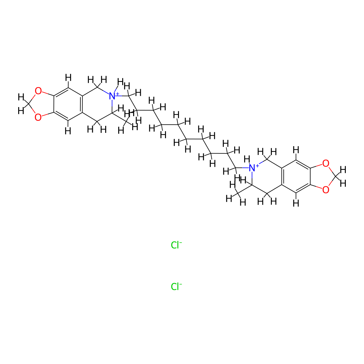 1,3-Dioxolo(4,5-g)isoquinoline, 6,6'-decamethylenebis(5,6,7,8-tetrahydro-7-methyl-, dihydrochloride molecular structure, CAS 20232-94-4
