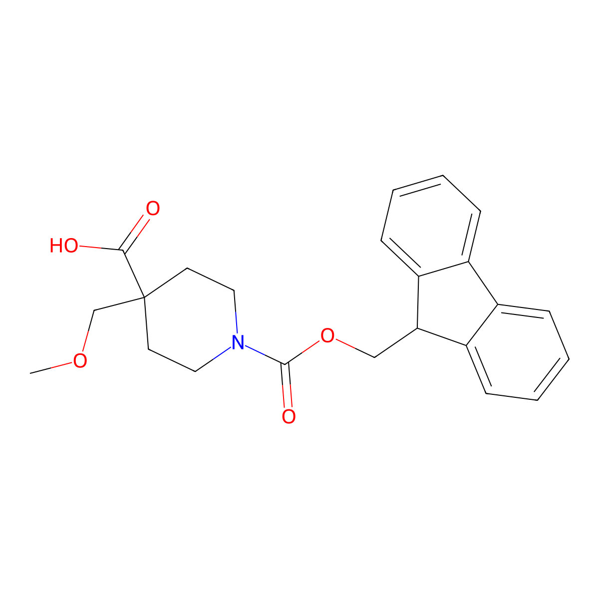 1-{[(9H-fluoren-9-yl)methoxy]carbonyl}-4-(methoxymethyl)piperidine-4-carboxylic acid molecular structure, CAS 2023240-30-2