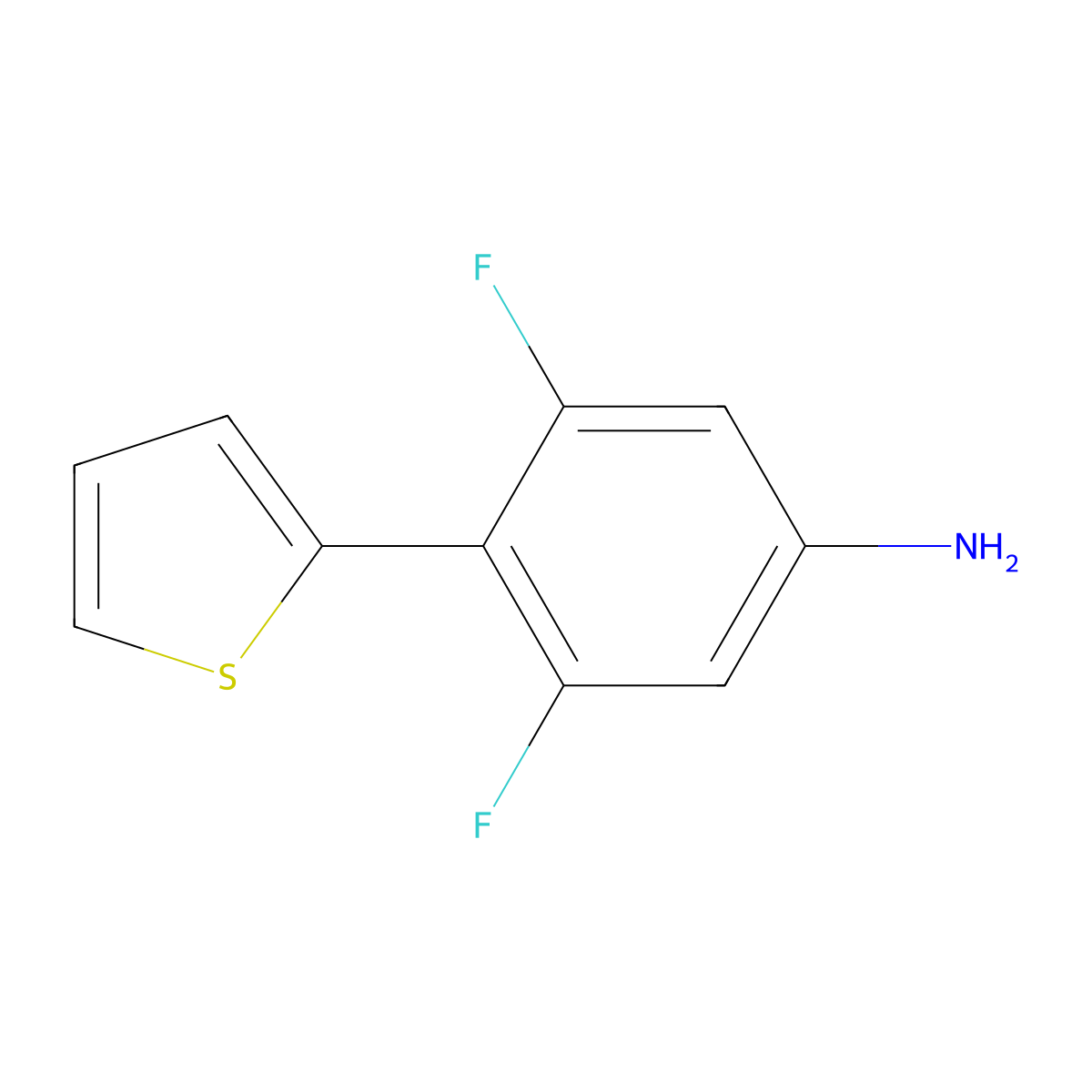 3,5-Difluoro-4-(2-thienyl)benzenamine molecular structure, CAS 2023276-65-3