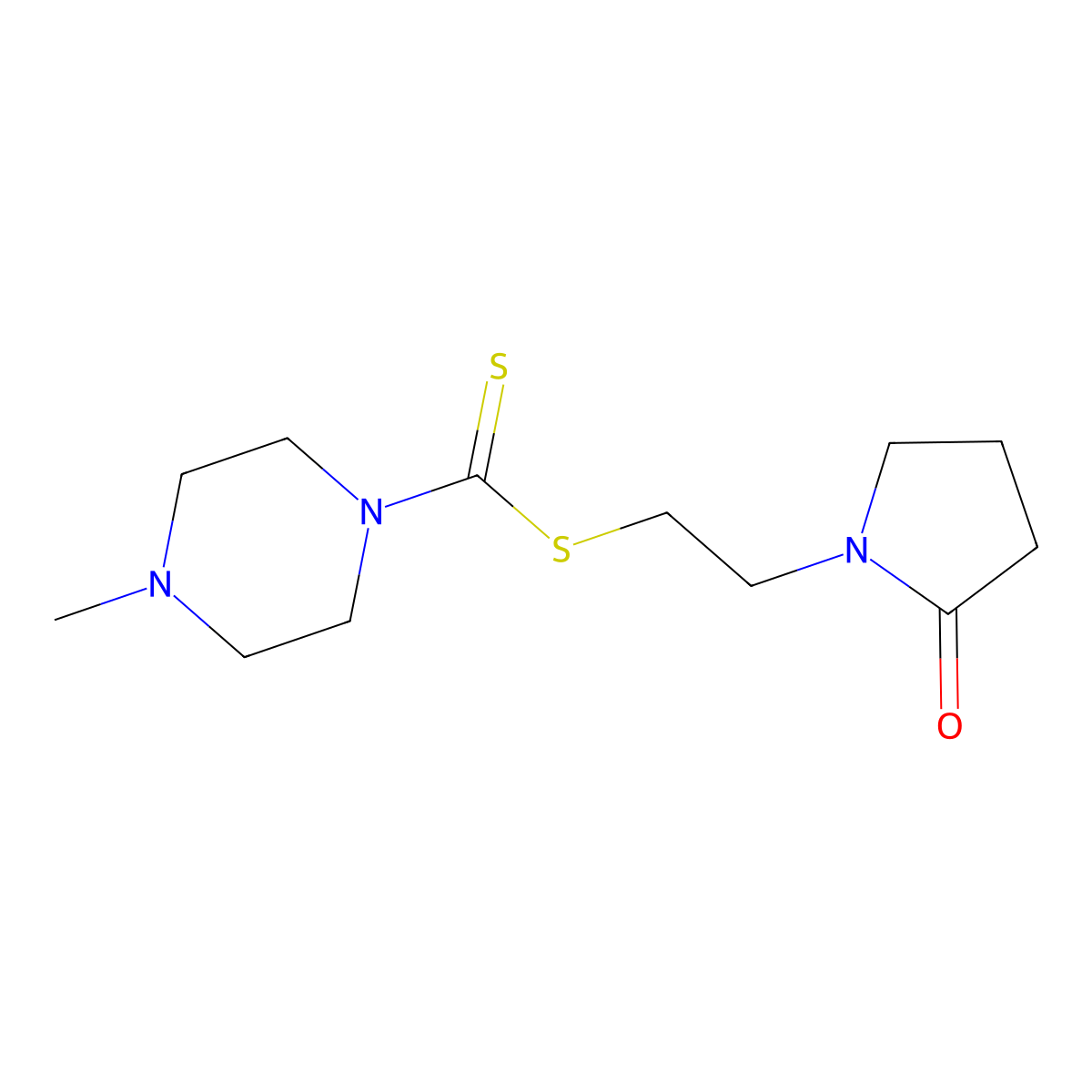 2-(2-Oxopyrrolidin-1-yl)ethyl 4-methylpiperazine-1-carbodithioate molecular structure, CAS 202328-16-3