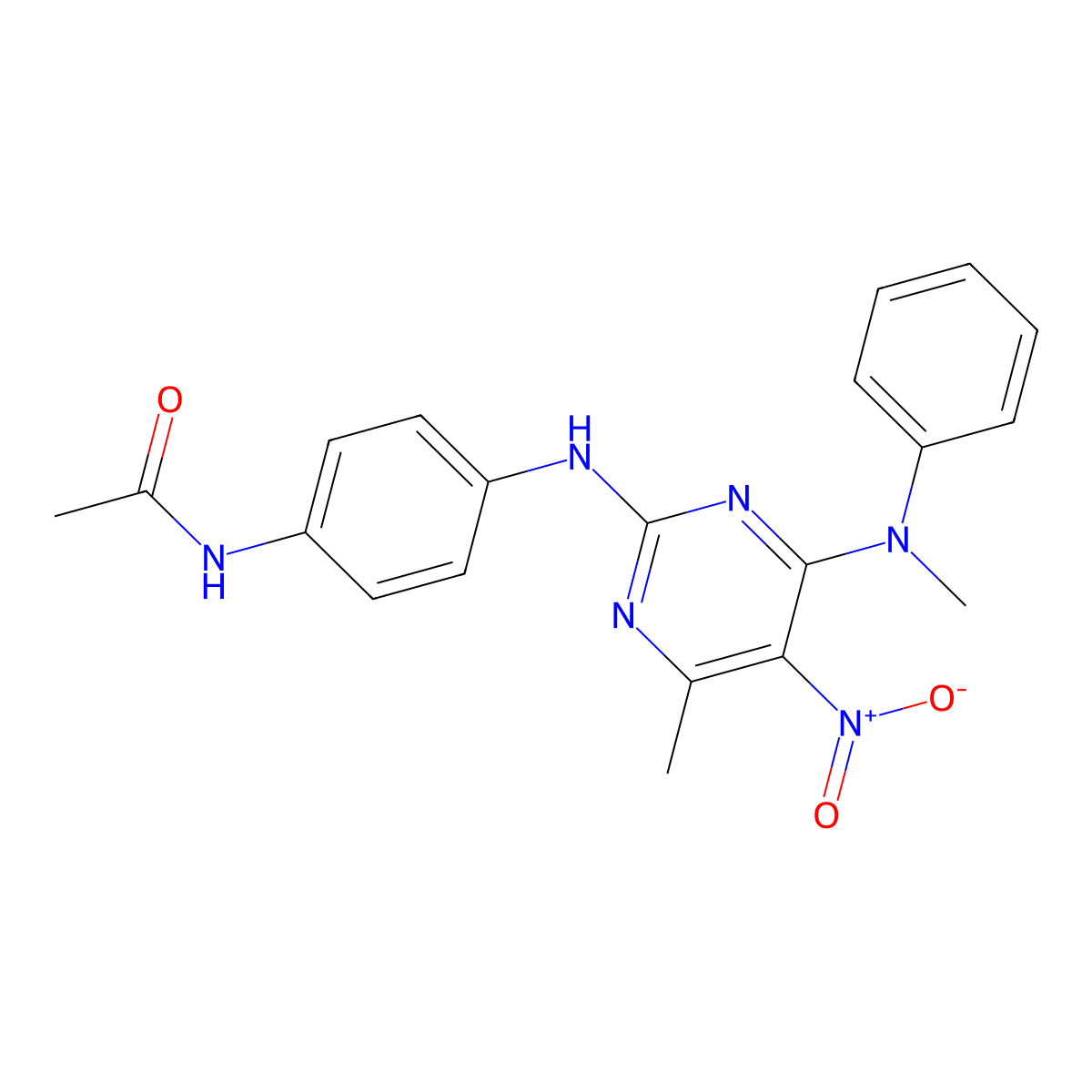 N-[4-[[4-methyl-6-(N-methylanilino)-5-nitropyrimidin-2-yl]amino]phenyl]acetamide molecular structure, CAS 202328-17-4